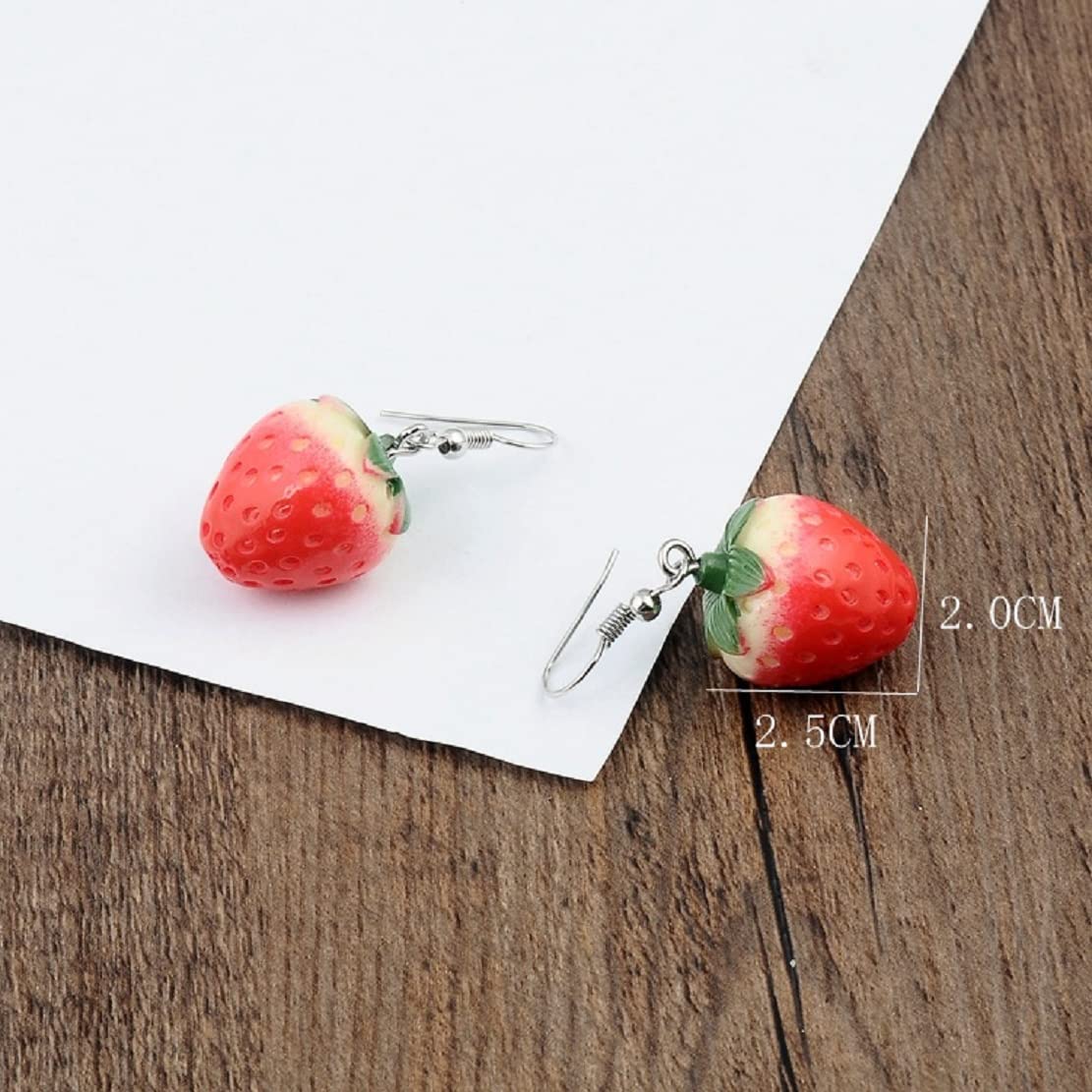 Cute 3D Strawberry Acrylic Dangle Earrings for Women - Hypoallergenic Sterling Silver Drop Earrings, No Gemstone - Perfect for Summer Outfits, Parties & Casual Wear