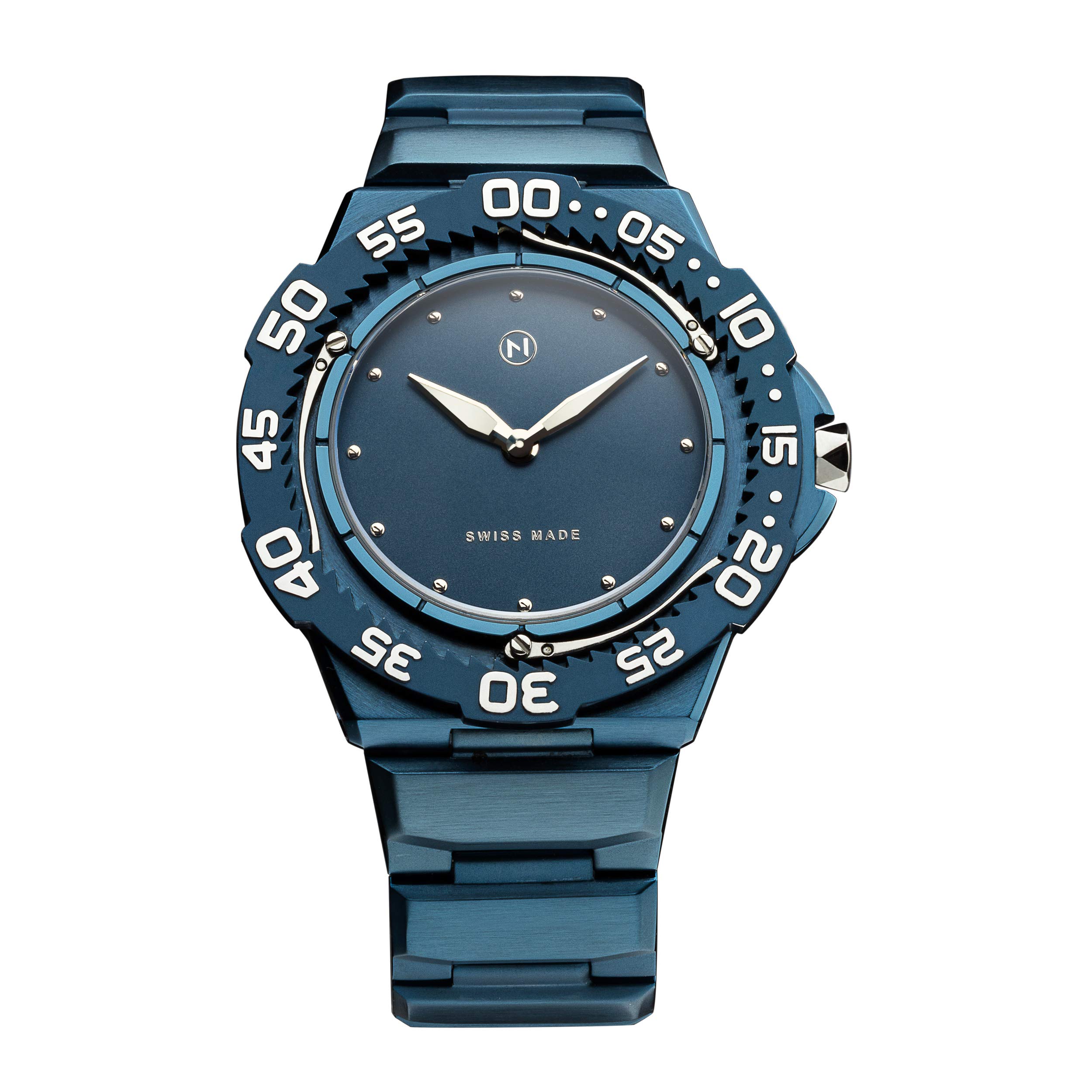 NOVE Trident Swiss Made Ultra Slim Dive Watch for Men & Women - 6.8mm Thin, 200m Water Resistant, Quartz Movement, Stainless Steel Band, 46mm Case - Perfect for Scuba Diving, Swimming & Everyday Luxury Wear