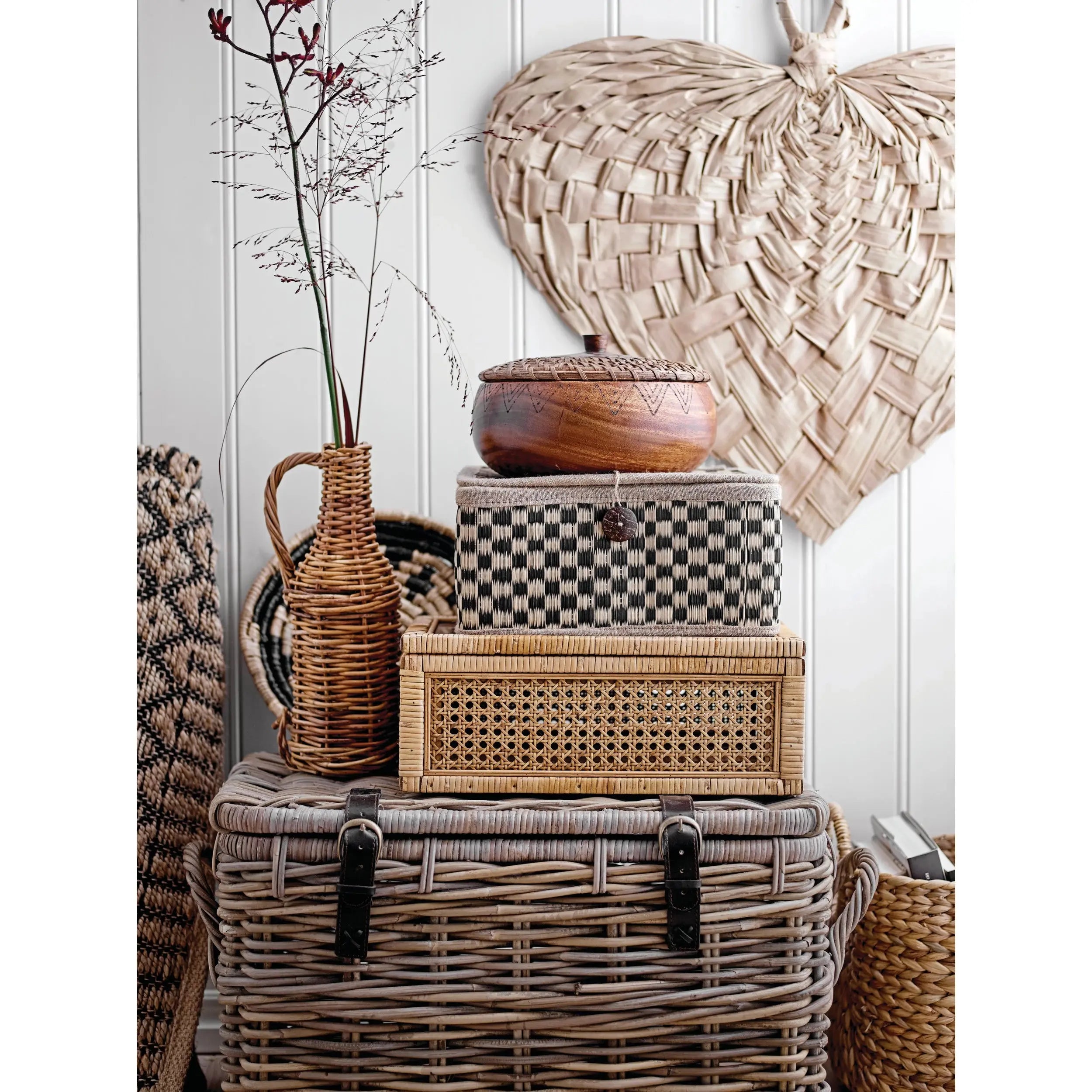2-Piece Rattan and Glass Display Box Set - Perfect for Jewelry, Home Decor & Gift Packaging