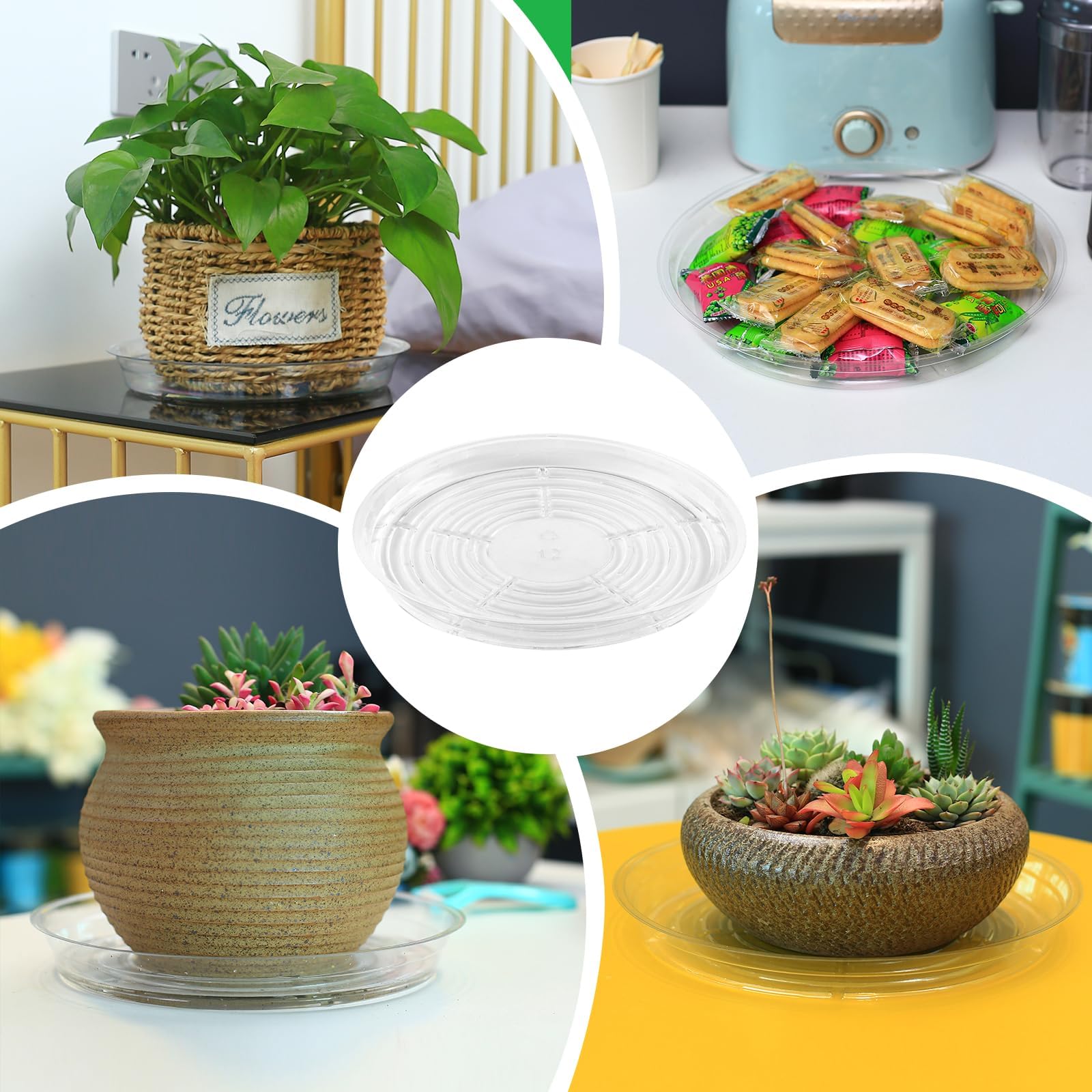 20 Pack 12 Inch Clear Plastic Plant Saucers - Large Drip Trays for Indoor Flower Pots & Planters | Heavy Duty Water Catchers for Potted Plants, Houseplants, Gardening & Home Decor (Bulk Set)