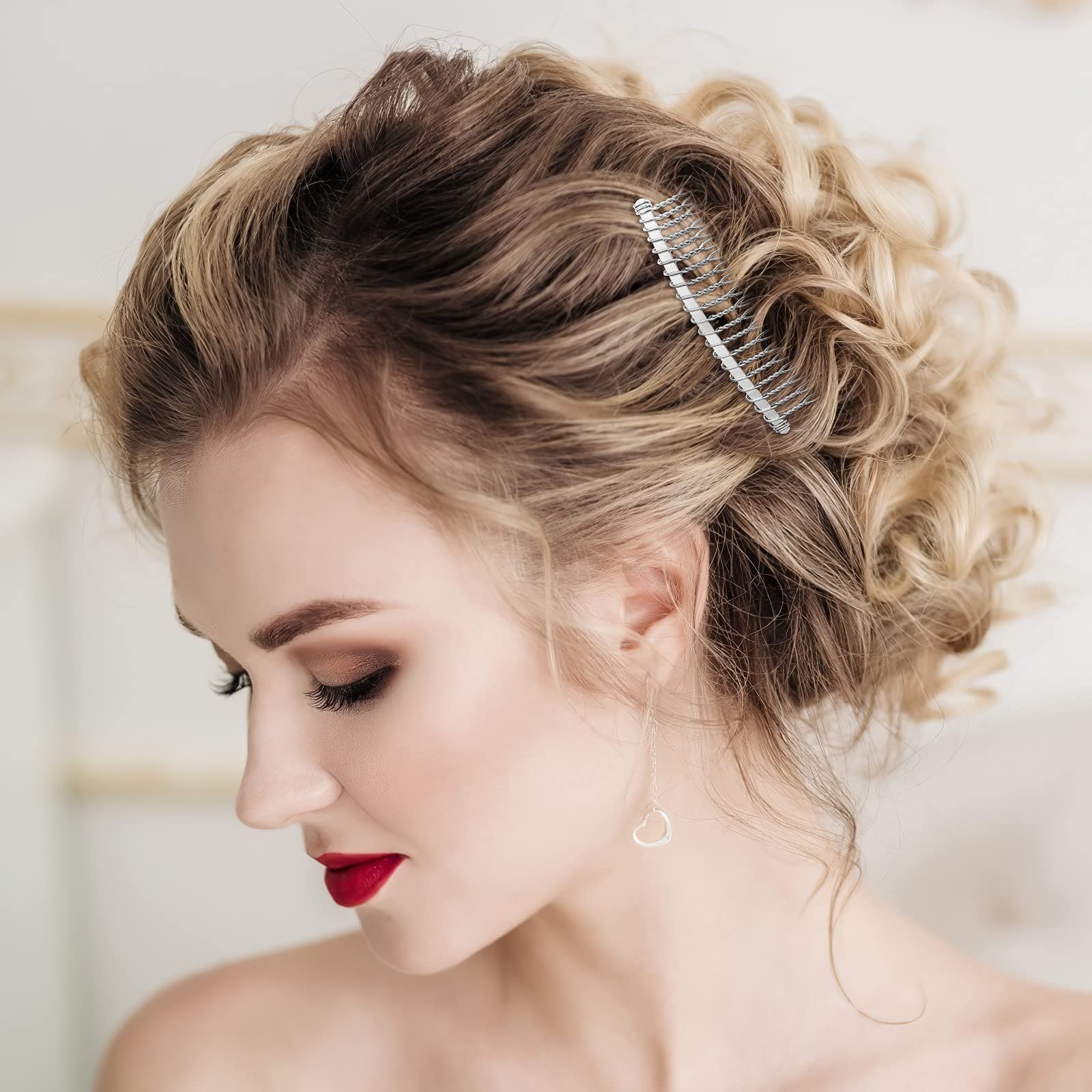 TINKSKY 7.8cm 20 Teeth Silver Metal Wire Hair Clip Comb - Elegant Bridal Wedding Veil Accessory for DIY Hair Styling, Prom, and Special Occasions
