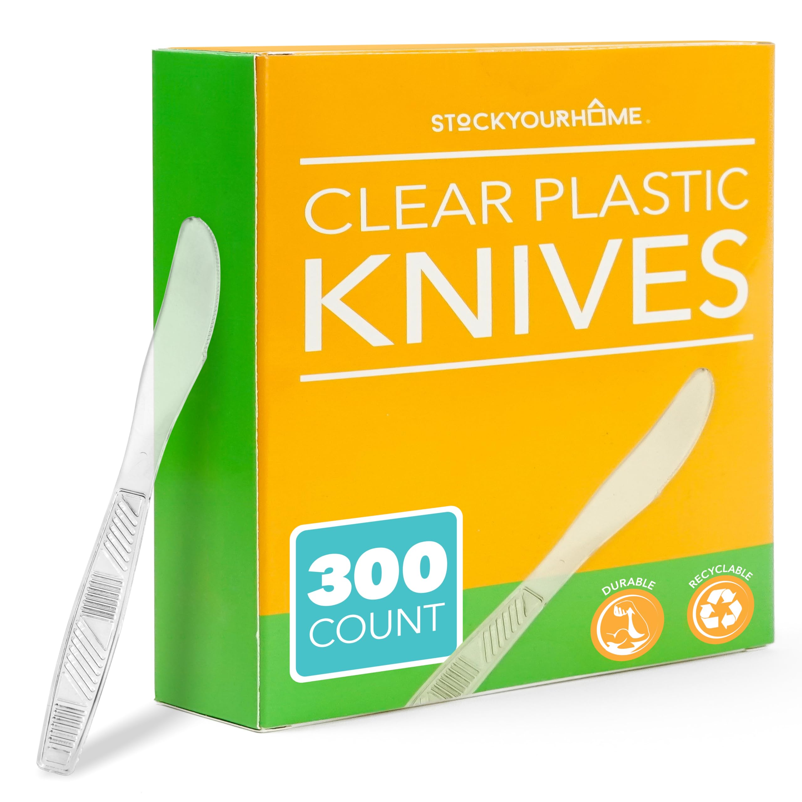 Heavy Duty Clear Plastic Knives 300 Pack - Disposable Bulk Plasticware for Parties, Picnics, Catering & Events - Durable Plastic Utensils for Home, Office & Restaurant Supplies