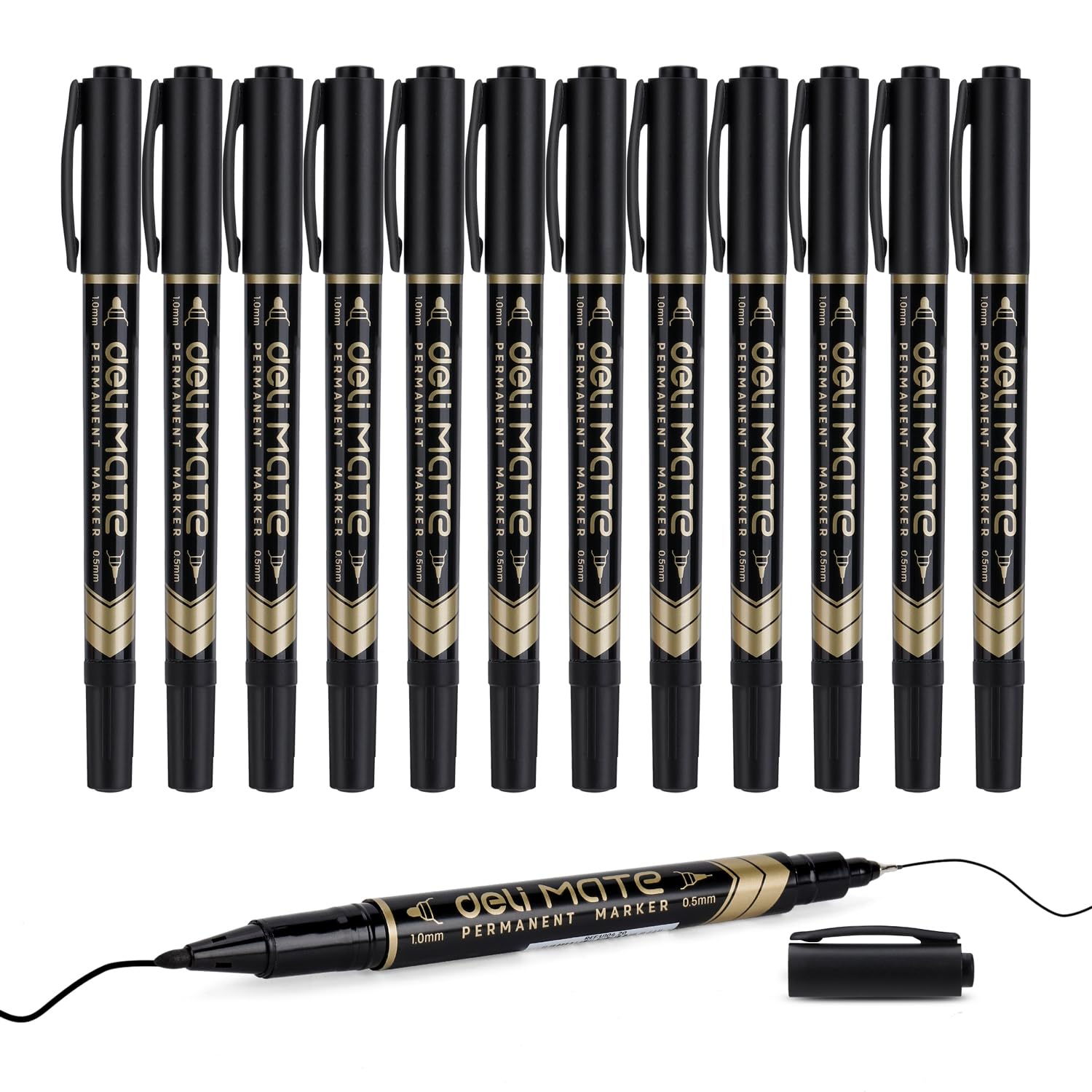 Deli Twin Tip Permanent Markers - Fine & Ultra Fine for Signing, Labeling, Office & Art Use