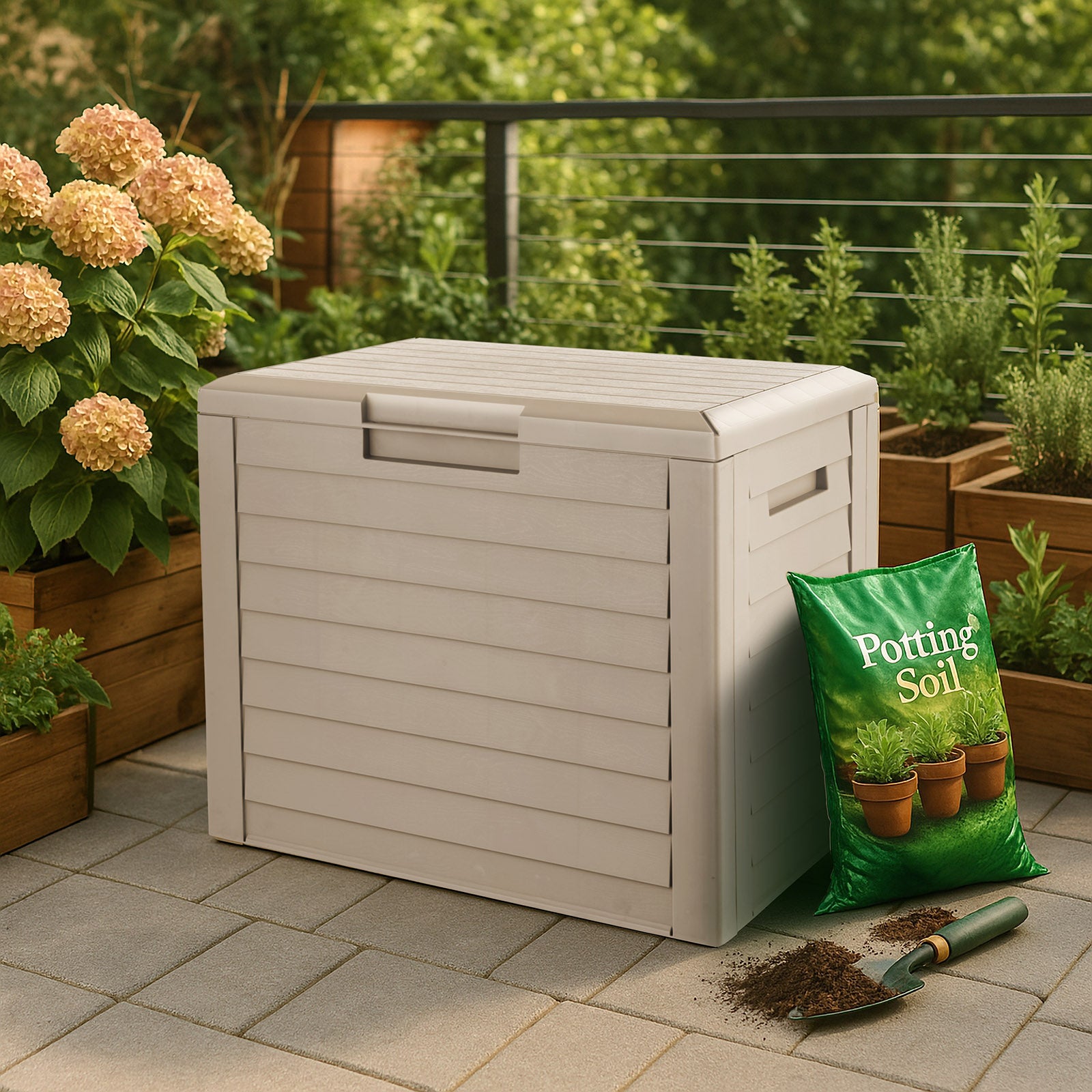 35 Gallon Outdoor Deck Storage Box - Waterproof, Lockable & UV Resistant - Perfect for Patio, Garden, and Poolside Organization