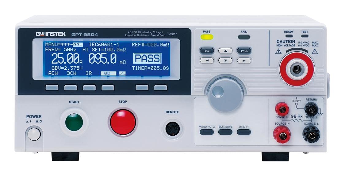 GW Instek GPT-9802 AC/DC Safety Tester - 200V Withstanding Voltage for Electrical Equipment Testing | Perfect for Lab, Industrial & Quality Control Use