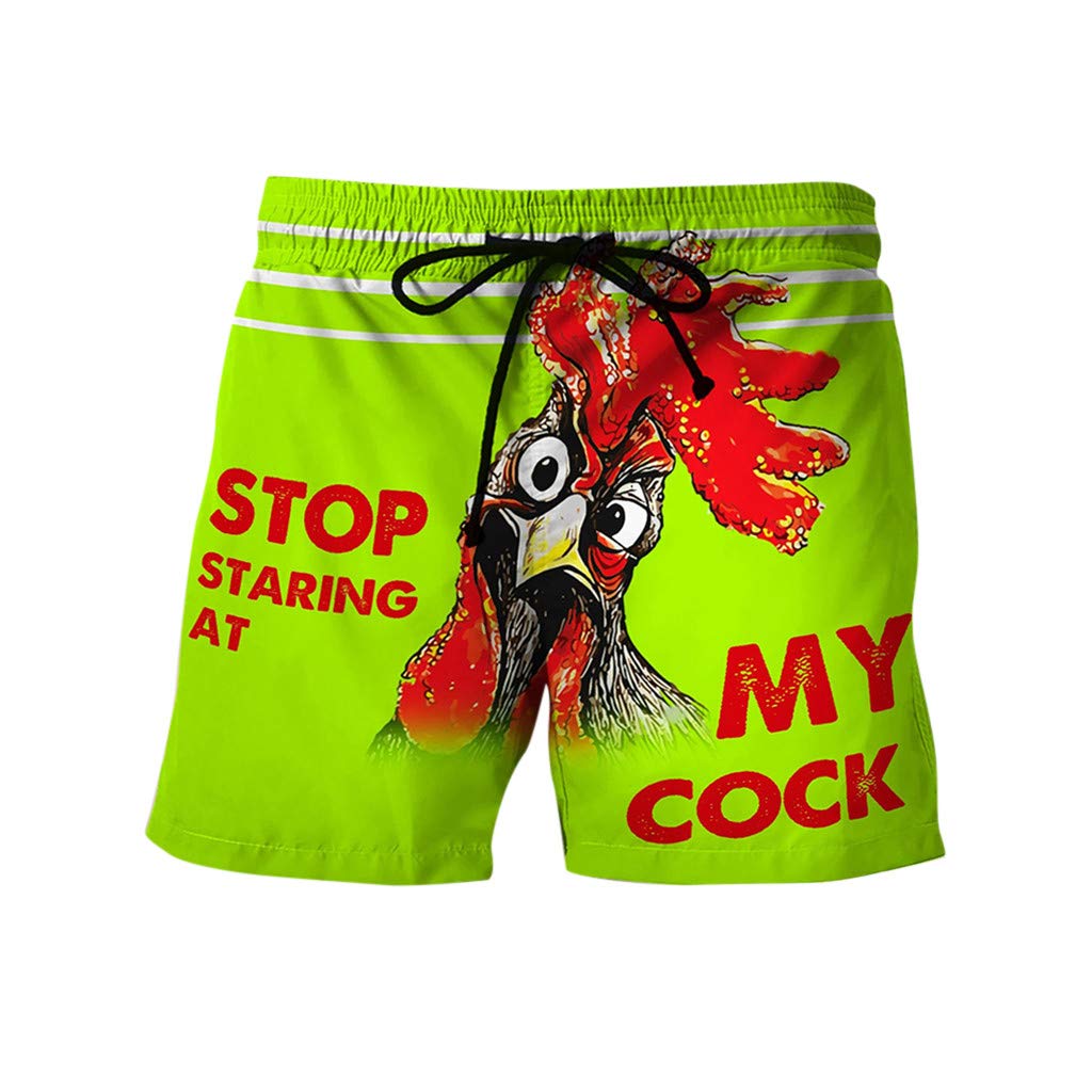 Men's Casual Print Drawstring Beach Shorts - Quick Dry Swim Trunks for Beer Festivals, Pool Parties & Summer Vacations
