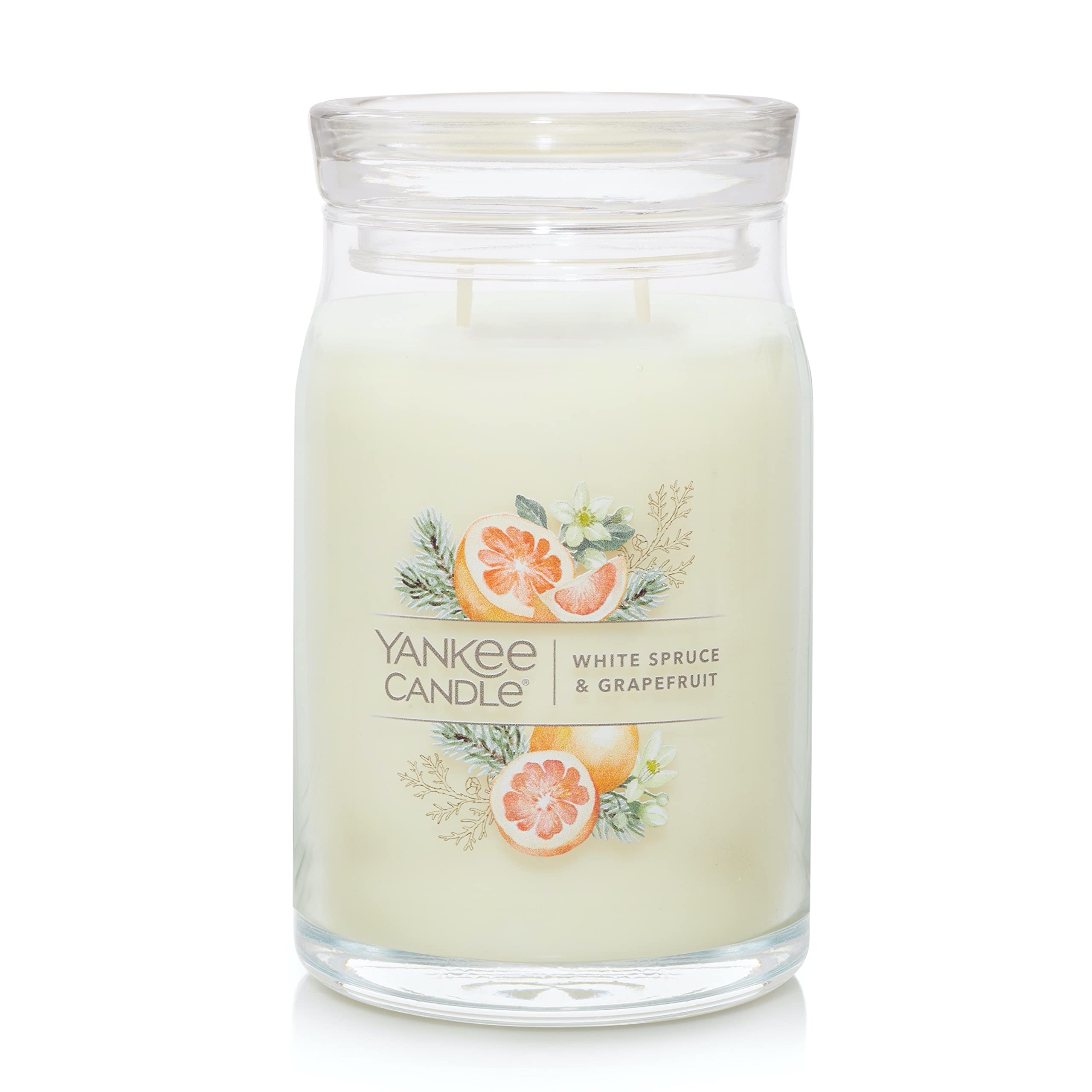 Yankee Candle White Spruce & Grapefruit Scented Large Jar Candle - 20oz 2-Wick Holiday Candle with 60+ Hours Burn Time | Perfect for Christmas Decor, Home Fragrance & Cozy Winter Evenings