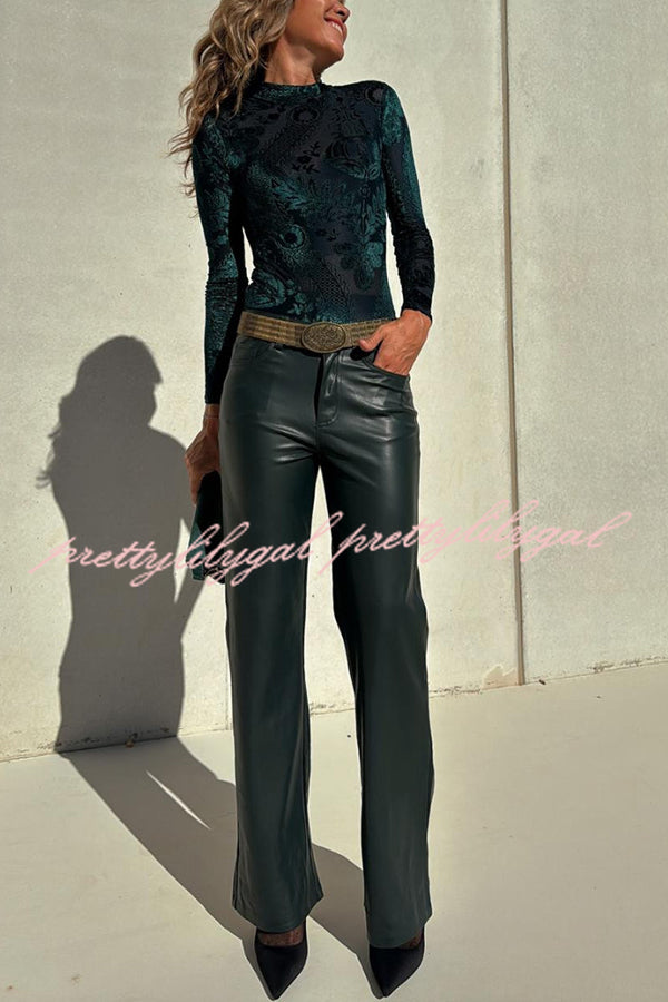 Stylish Faux Leather Pants with Pockets - Stretch Fit Straight Leg Trousers for Women | Perfect for Office, Casual Wear & Night Out
