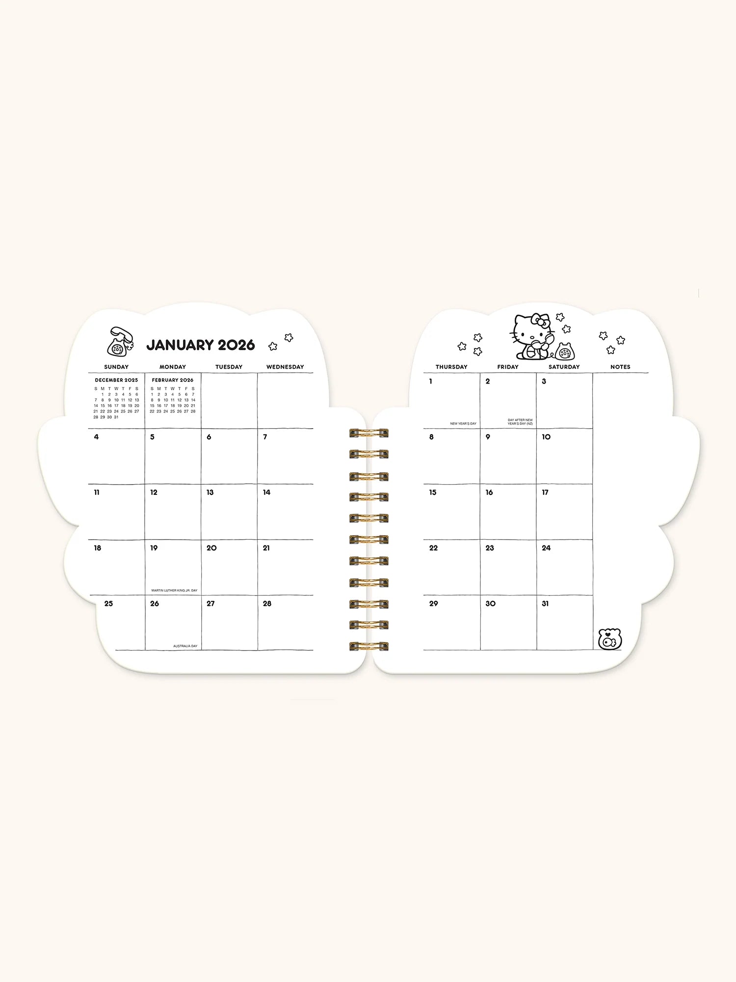 2026 Hello Kitty Playful Pink Die Cut Weekly Planner - Cute Kawaii Organizer for School, Work & Daily Planning - Perfect Gift for Students & Office Use
