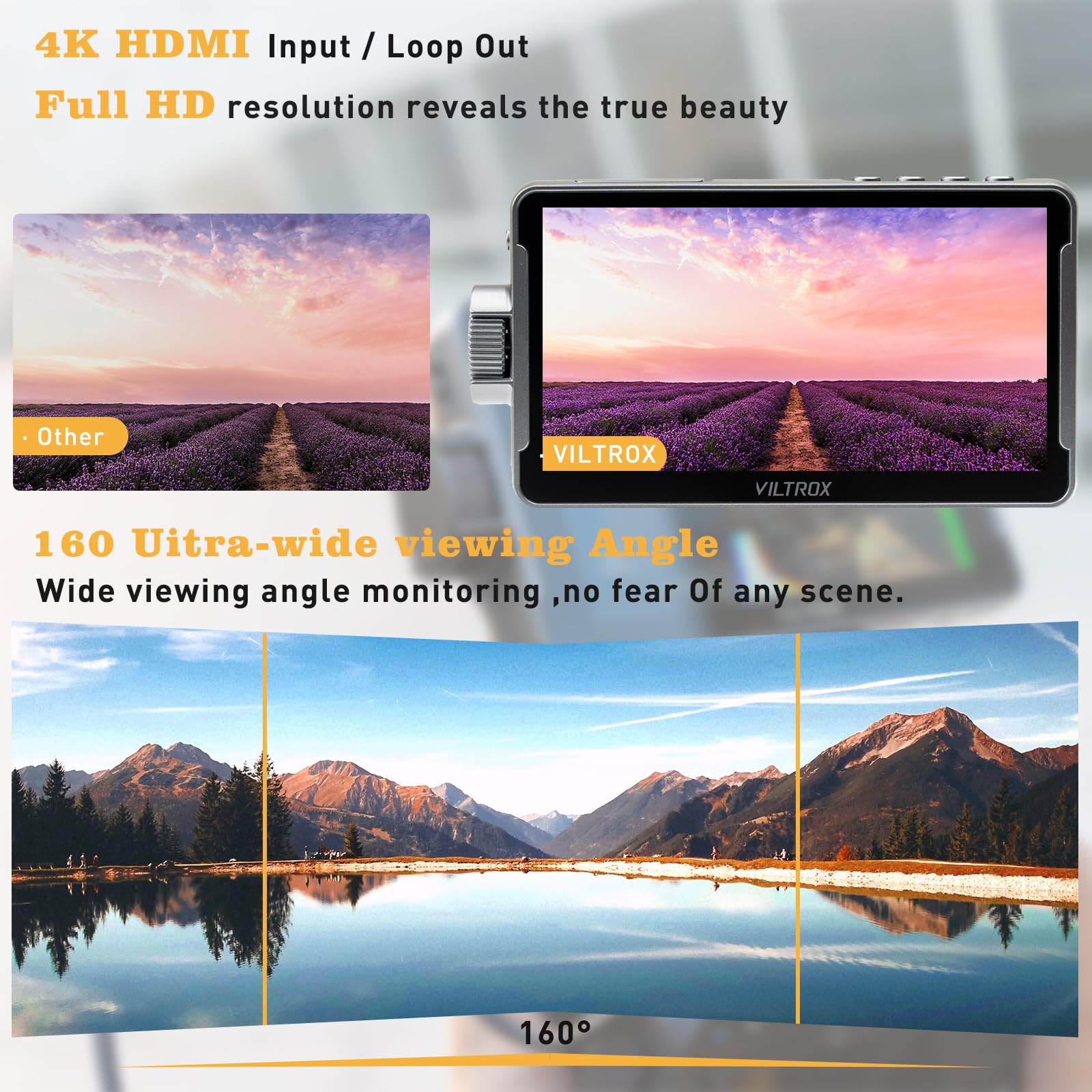 VILTROX DC-550 Pro 5.5-Inch Touchscreen DSLR Camera Field Monitor with Battery - On-Camera RGB Parade, Histogram, Waveform & Focus Assist - Perfect for Videography, Live Streaming & Outdoor Shooting