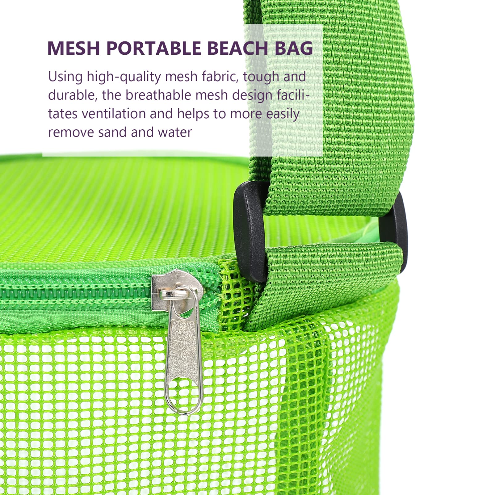 Large Mesh Beach Toy Bag with Zipper - Durable Cylindrical Tote for Boys & Girls - Perfect for Summer Beach Trips, Pool Parties & Outdoor Adventures