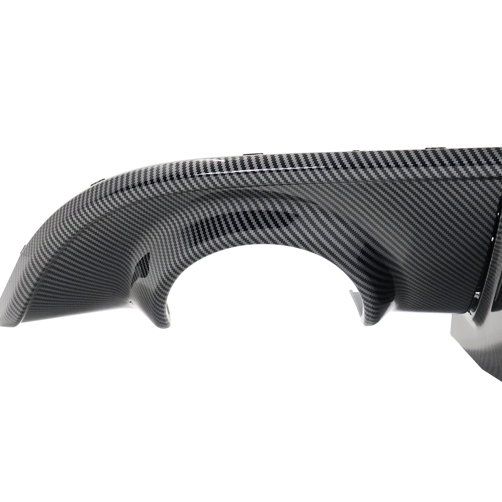 IKON MOTORSPORTS V2 Style Rear Bumper Diffuser - Carbon Fiber Print PP Lip Shark Fins for 2015-2023 Dodge Charger | Aggressive Styling Upgrade for Street Racing & Car Shows