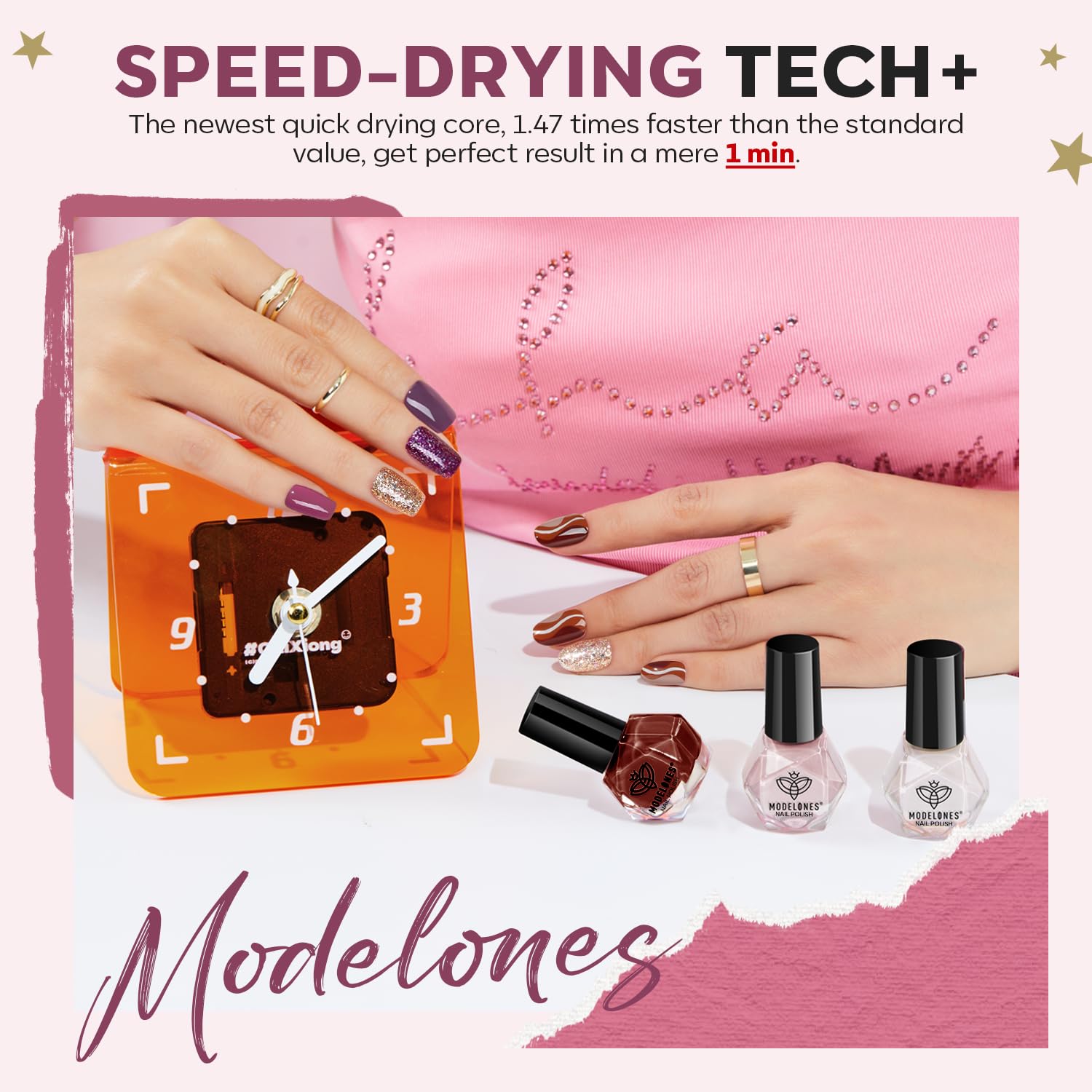 Modelones 12 Colors Nail Polish Set - Burgundy Red, Champagne Gold Glitter, Dark Red, Purple Shimmer, Brown | Long Lasting Gel Polish Kit for DIY Manicure at Home | Perfect for Valentine's Day, New Year 2025 Gifts for Women & Girls