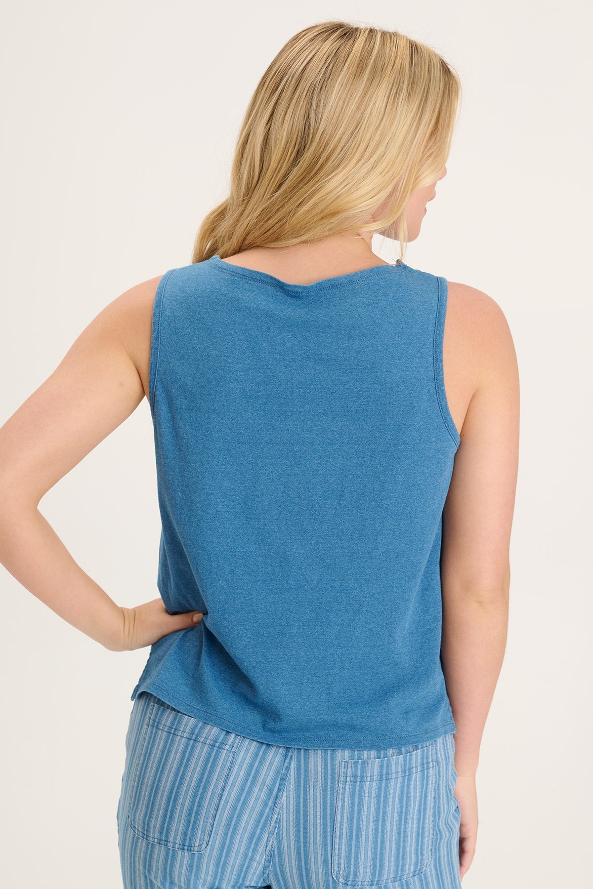 Gatlin Tank Top for Women - Soft Stretch Indigo Blue Casual Shirt - Perfect for Summer Outfits, Beach Wear, and Layering