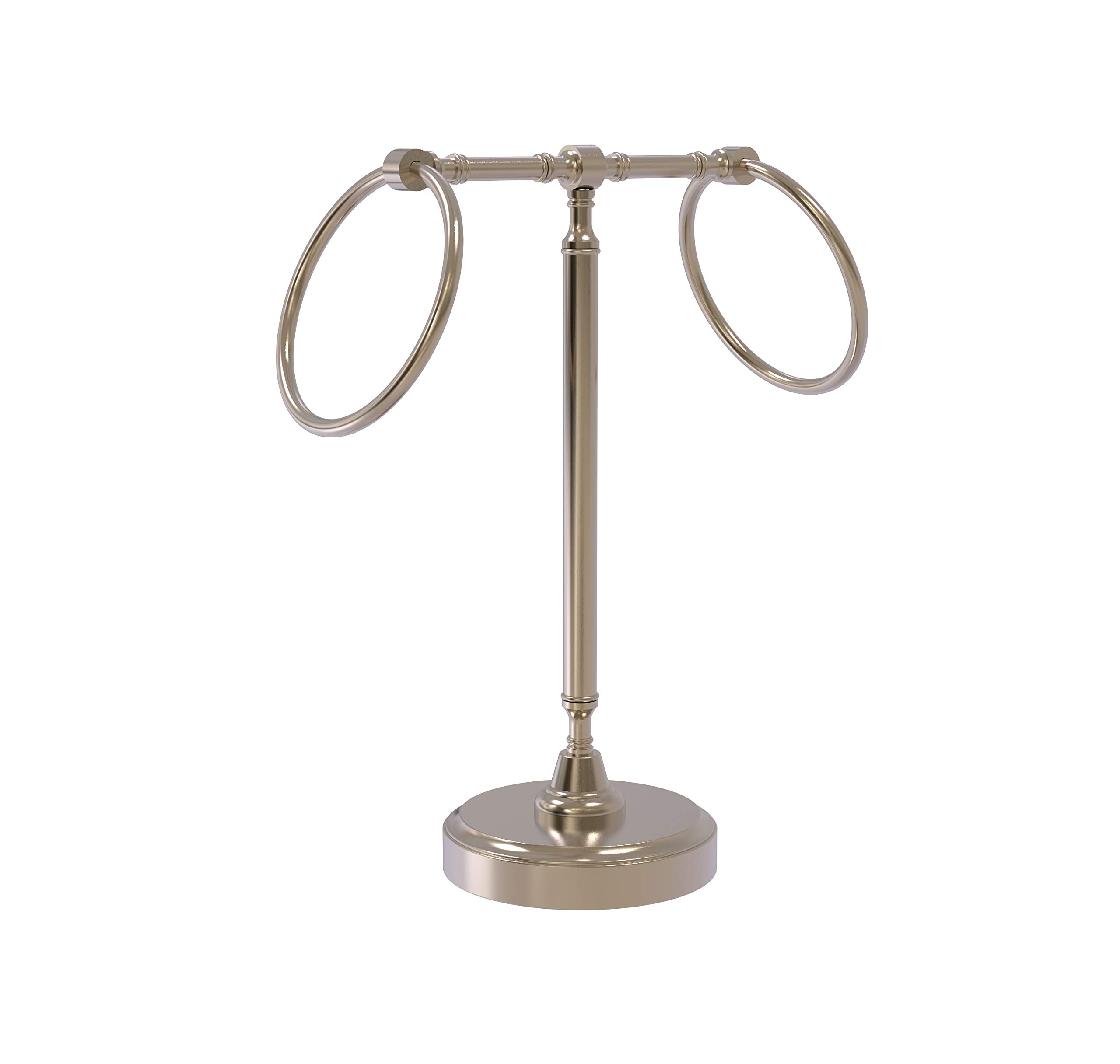 Allied Brass RWM-3 Antique Pewter Vanity Top 2 Ring Guest Towel Holder - Perfect for Bathroom, Powder Room & Guest Room Decor
