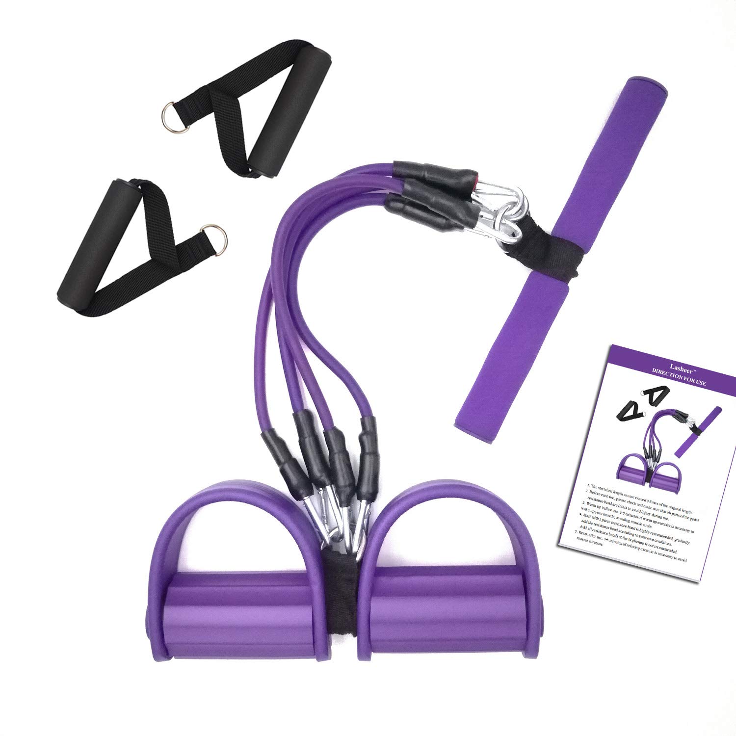 Premium 4-Tube Resistance Bands Set - Elastic Pull Rope for Full Body Workout, Yoga, Pilates & Strength Training - Perfect for Home Gym, Leg, Arm, Core & Abdominal Exercises - Ideal for Stretching, Toning & Slimming Workouts
