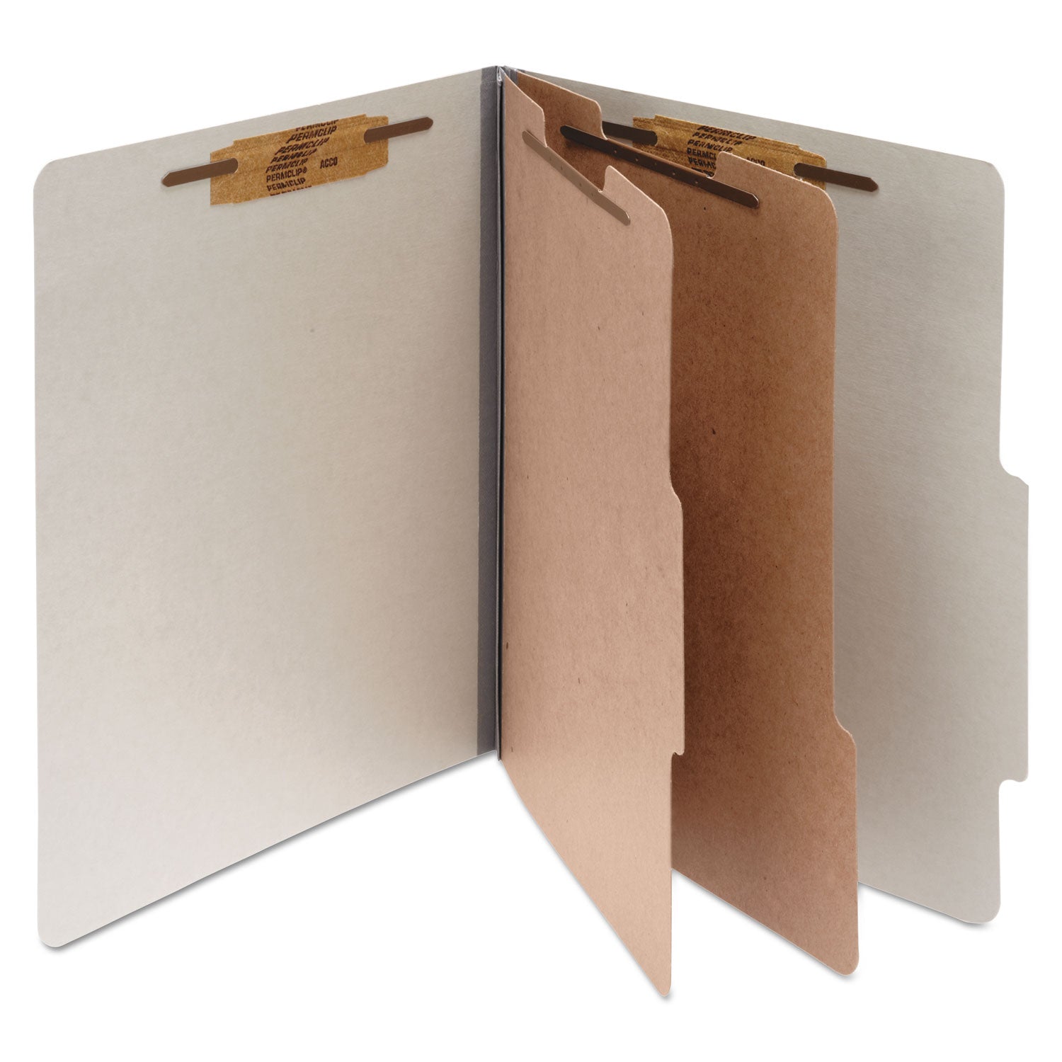 ACCO Pressboard Classification Folders - 3 Expansion Pockets, 2 Dividers, 6 Fasteners, Letter Size, Mist Gray (10-Pack) - Perfect for Office Organization, School Supplies & Document Filing