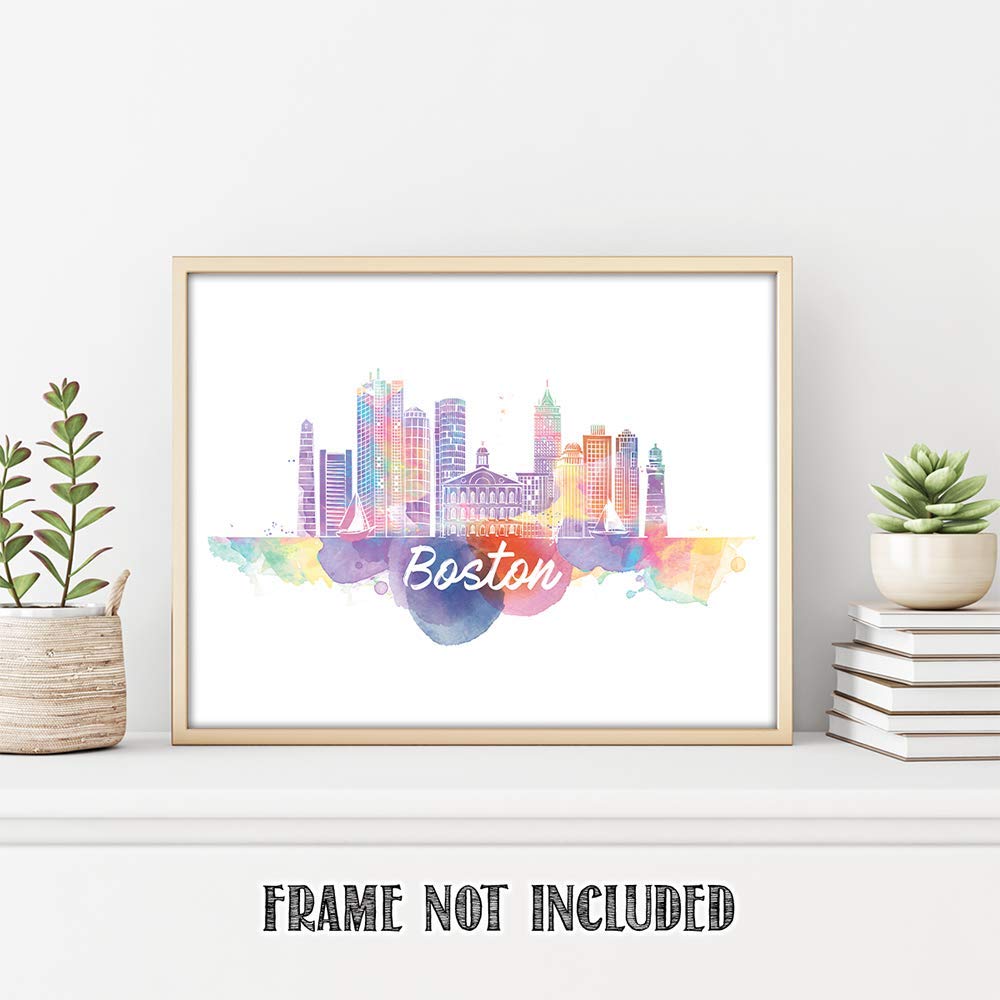 Boston Skyline Wall Art Print - Unframed 11x14 for Home & Office Decor