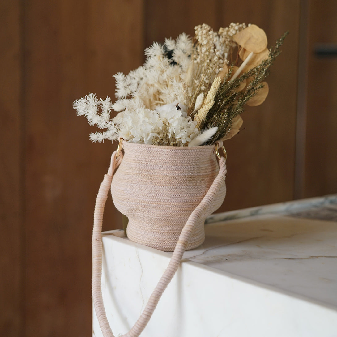 KRATER Eco-Friendly Vase Bag in Nude Beige - Perfect for Home Decor, Wedding Centerpieces & Boho Chic Style