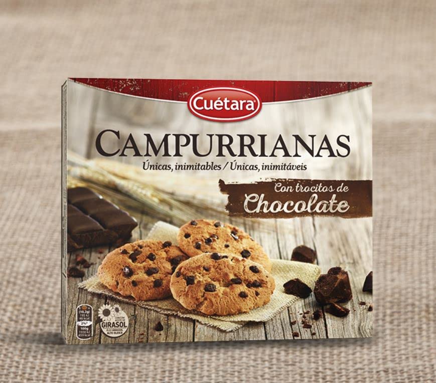 Cuétara Biscotti Campurrianas with Chocolate Chips, 450g - Delicious Italian Cookies for Coffee, Dessert & Gifting