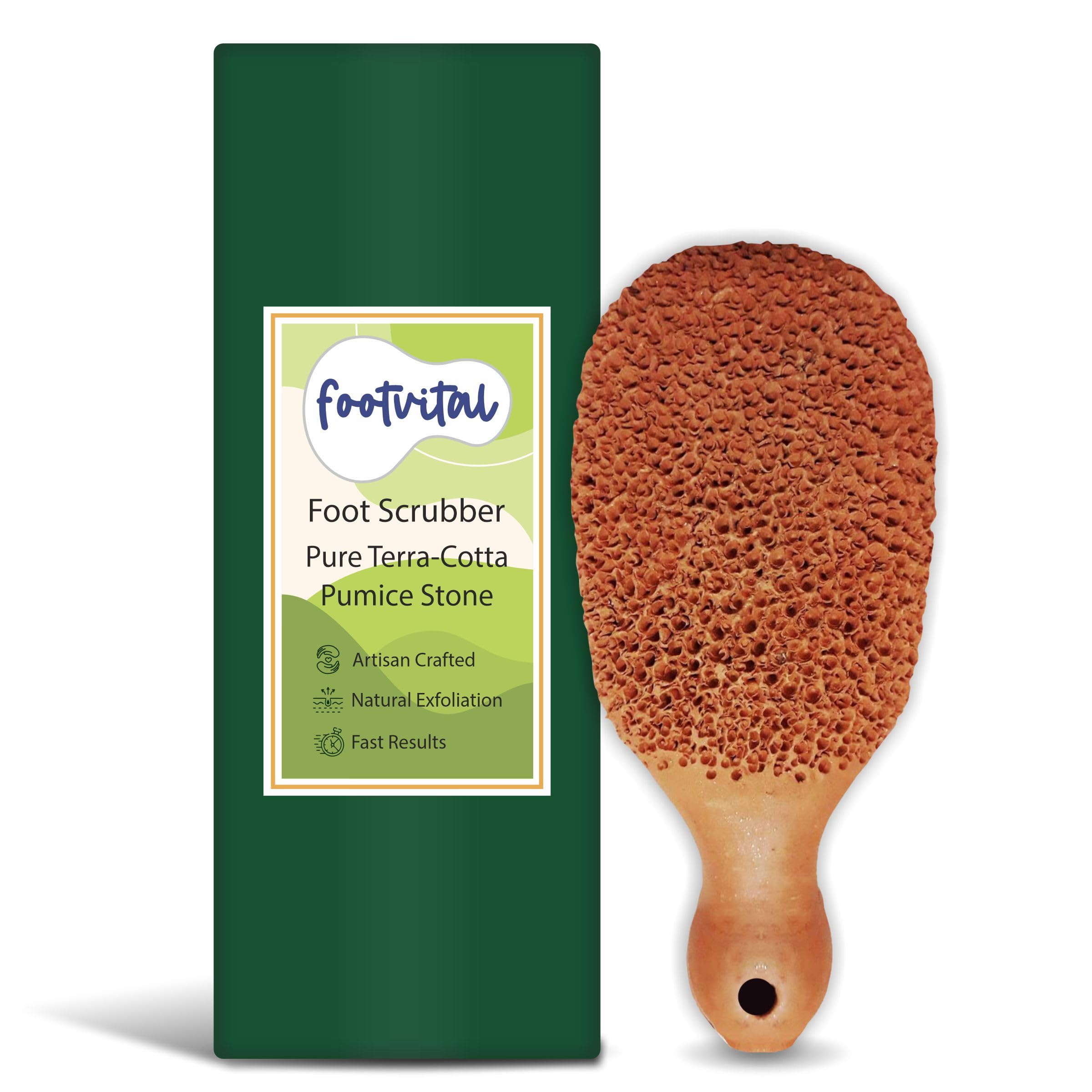 Natural Terra-Cotta Pumice Stone for Feet - 2-Sided Foot Exfoliator & Callus Remover - Smooths Rough Skin | Perfect for Pedicures, Dry Cracked Heels & At-Home Foot Care