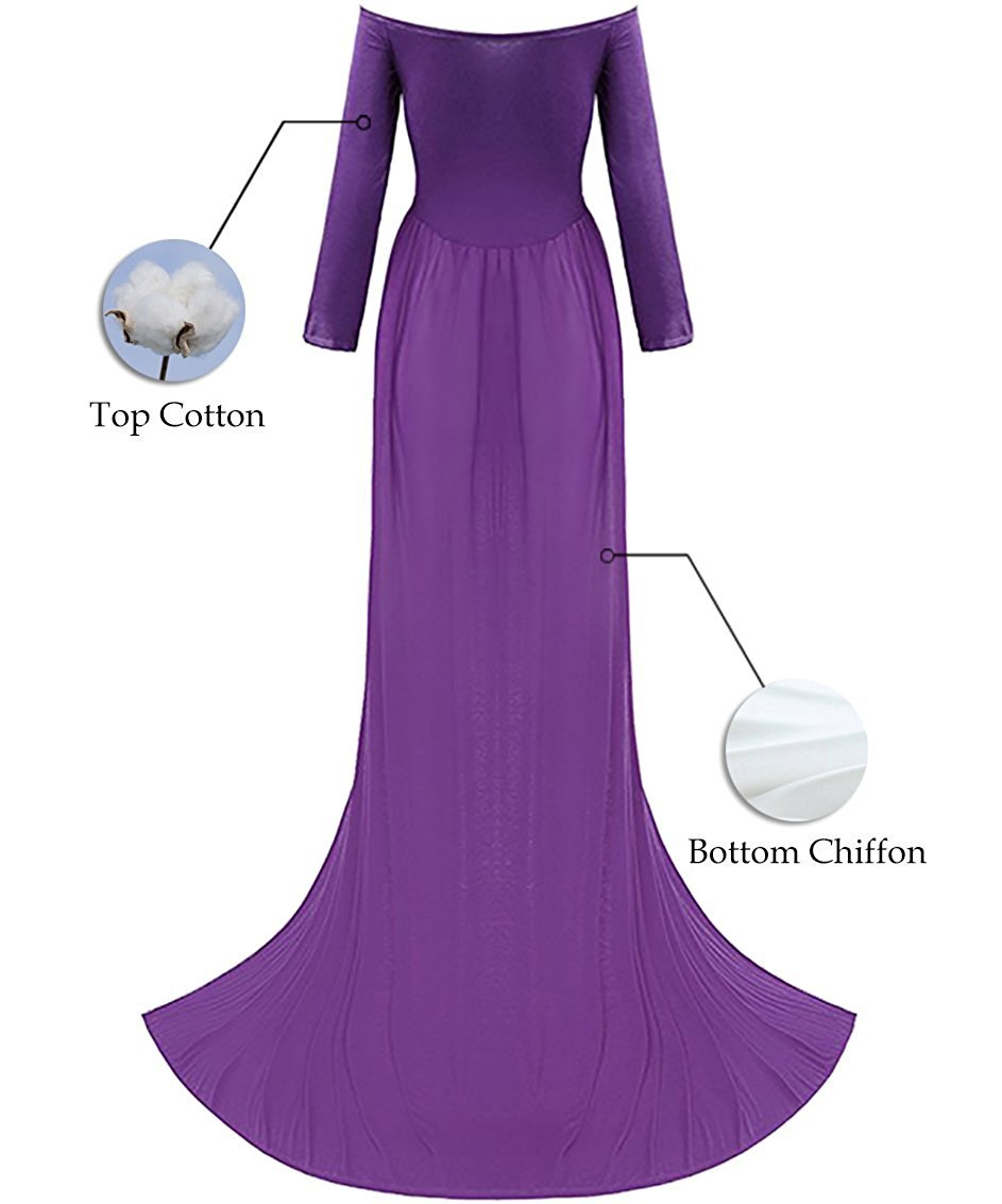 ZIUMUDY Maternity Maxi Chiffon Dress for Photoshoot - Elegant Split Front Gown for Pregnancy Photography, Baby Shower & Maternity Portraits