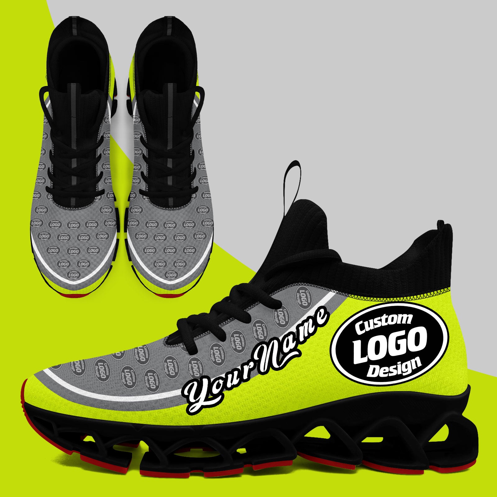 Custom Green & Gray Maxsoul Personalized Sneakers - Breathable Comfort Shoes for Men & Women (FN030XD D020388) - Perfect for Running, Gym Workouts & Casual Wear