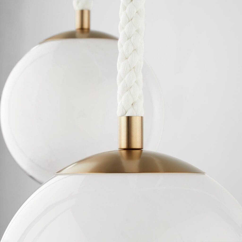 Cyan Design 11621 Rockport 3-Light Pendant with Natural Sisal Rope, Milky Glass Shade & Aged Brass Finish - Transitional Style Lighting for Kitchen Island, Dining Room or Entryway