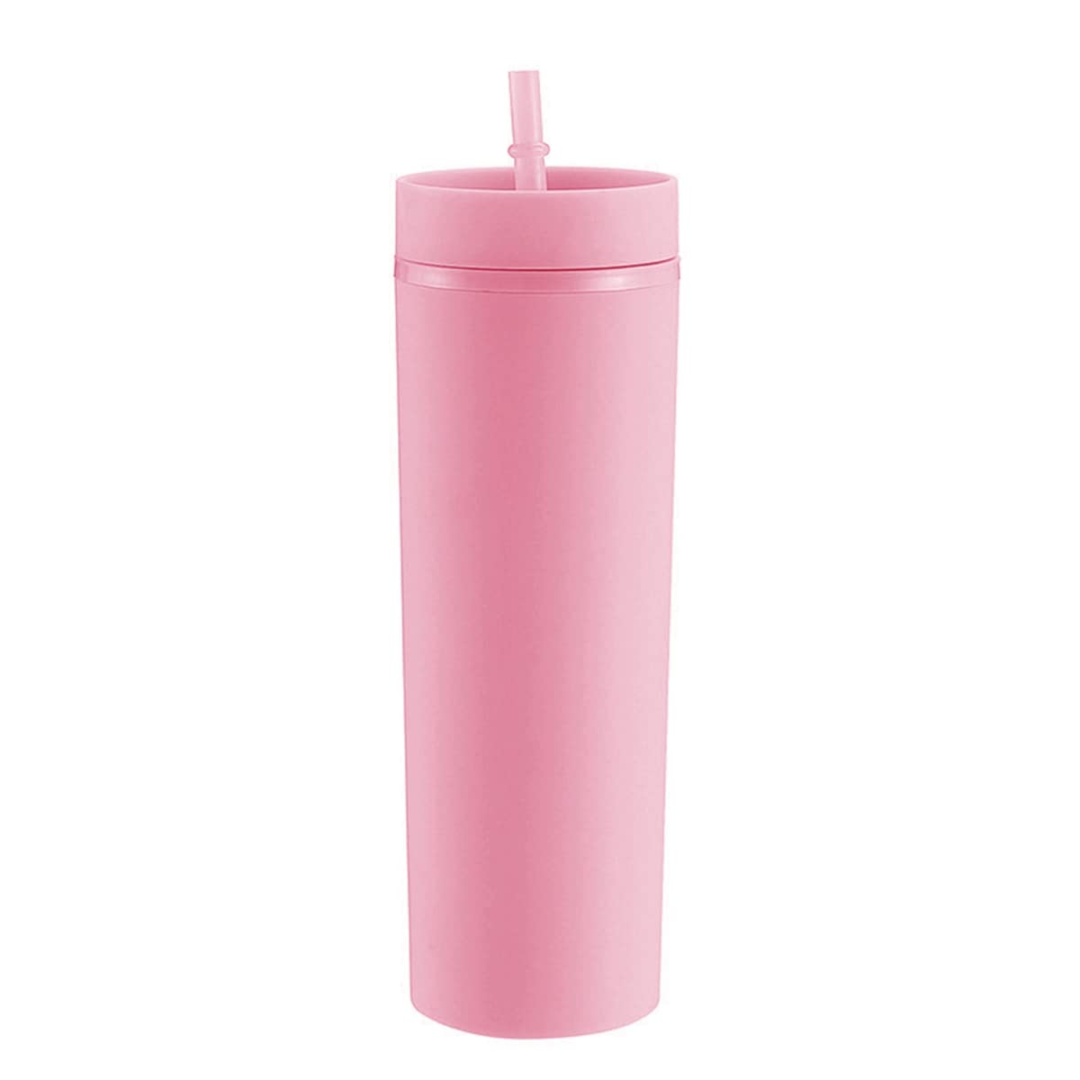 16oz Matte Pastel Acrylic Tumbler with Lid and Straw - Reusable Insulated Skinny Cup for Iced Coffee, Smoothies & Cold Drinks - BPA-Free, Dishwasher Safe - Perfect for Home, Office, Gym & Travel