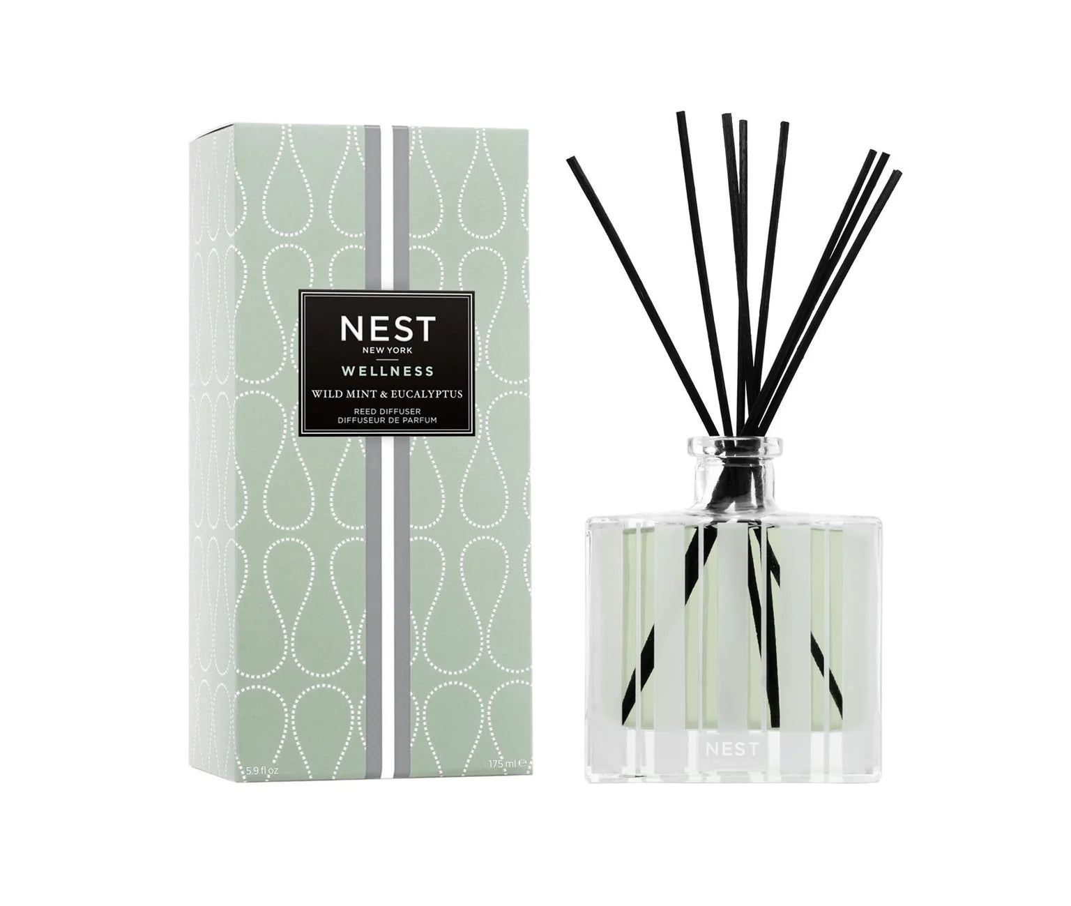 Nest Wild Mint & Eucalyptus Reed Diffuser - 100% Natural Essential Oil Aromatherapy for Home, Office, Spa | Relaxing & Refreshing Fragrance for Stress Relief & Better Sleep