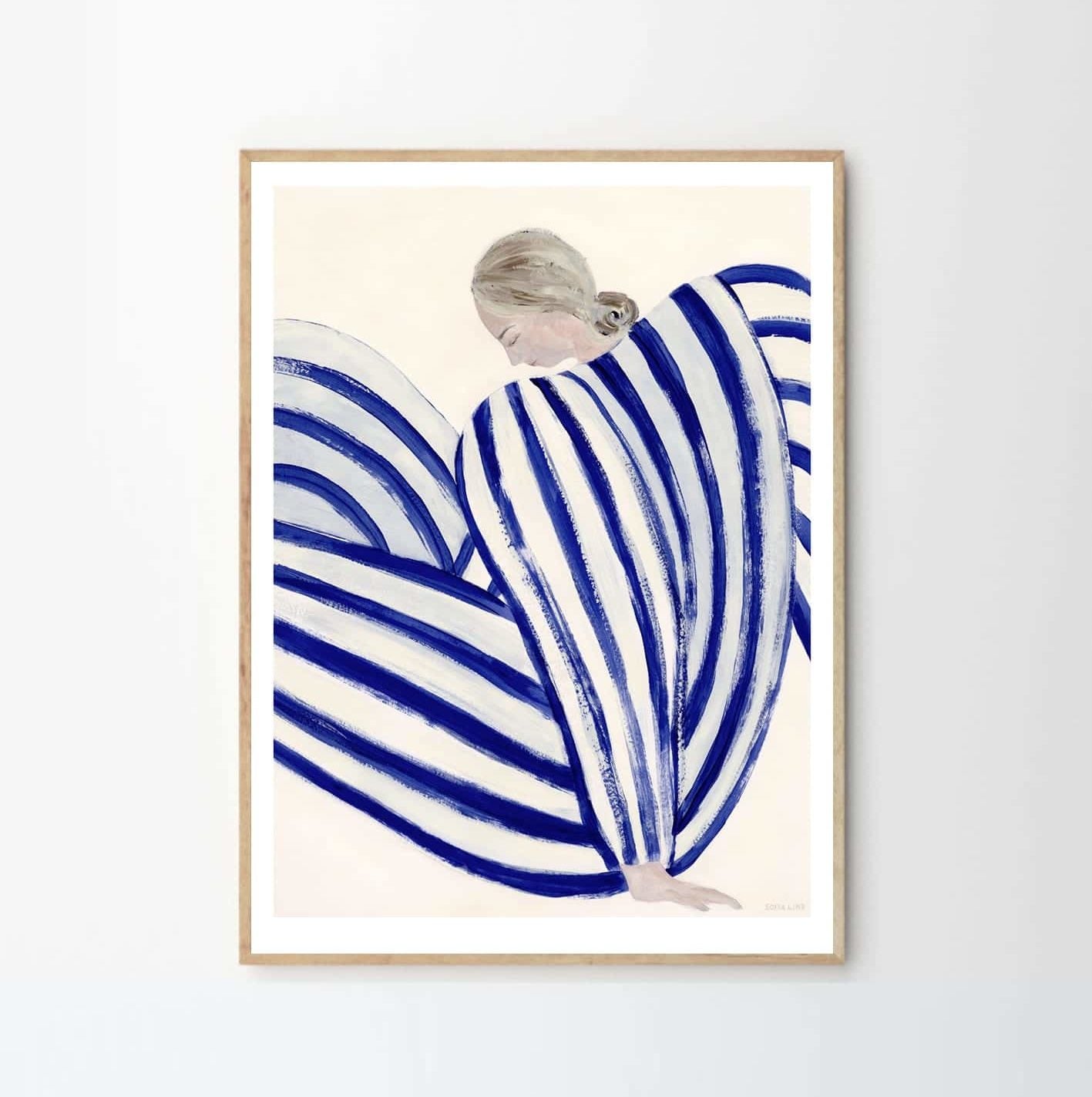 THE POSTER CLUB Sofia Lind - Blue Stripe At Concorde Art Print Poster 50x70cm (20x28in) - Modern Wall Decor for Living Room, Bedroom & Office