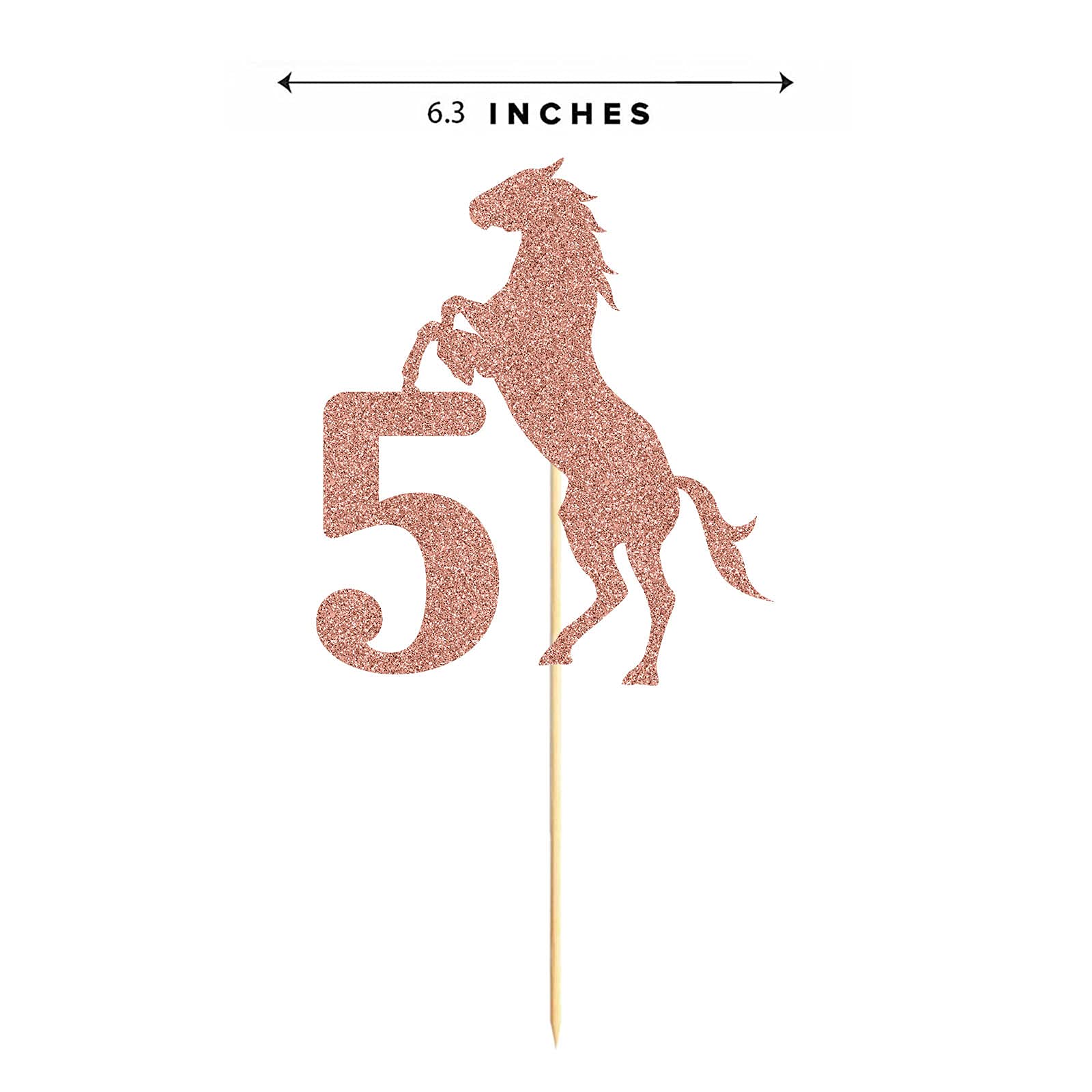 Rose Gold Glitter Horse Cake Topper for 5th Birthday Party Decorations – Perfect for Birthday Cakes, Cupcakes, and Dessert Table Centerpieces