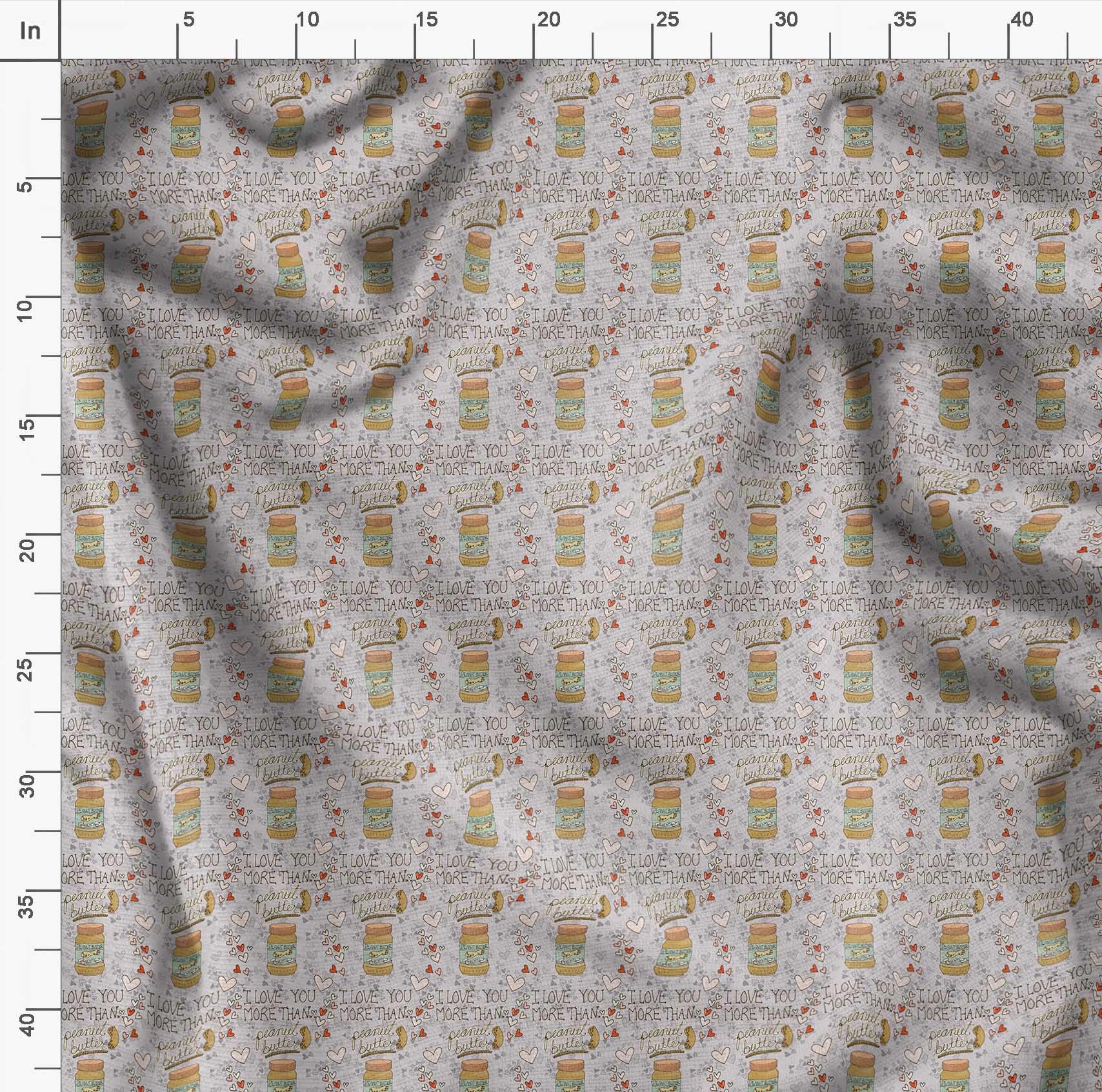 Soimoi Poly Georgette Gray Fabric by The Yard - 42 Inch Wide Textured Peanut Butter Food Print Material for DIY Crafts, Sewing Projects & Home Decor - Nutty Playful Design Printed Fabric for Dresses, Curtains & Creative Sewing Ideas