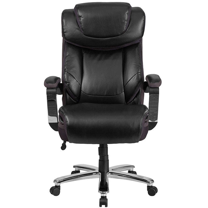 HERCULES Series Big & Tall 500 lb. Capacity Black LeatherSoft Executive Swivel Ergonomic Office Chair with Adjustable Headrest - Perfect for Home Office, Gaming, and Heavy-Duty Workspaces