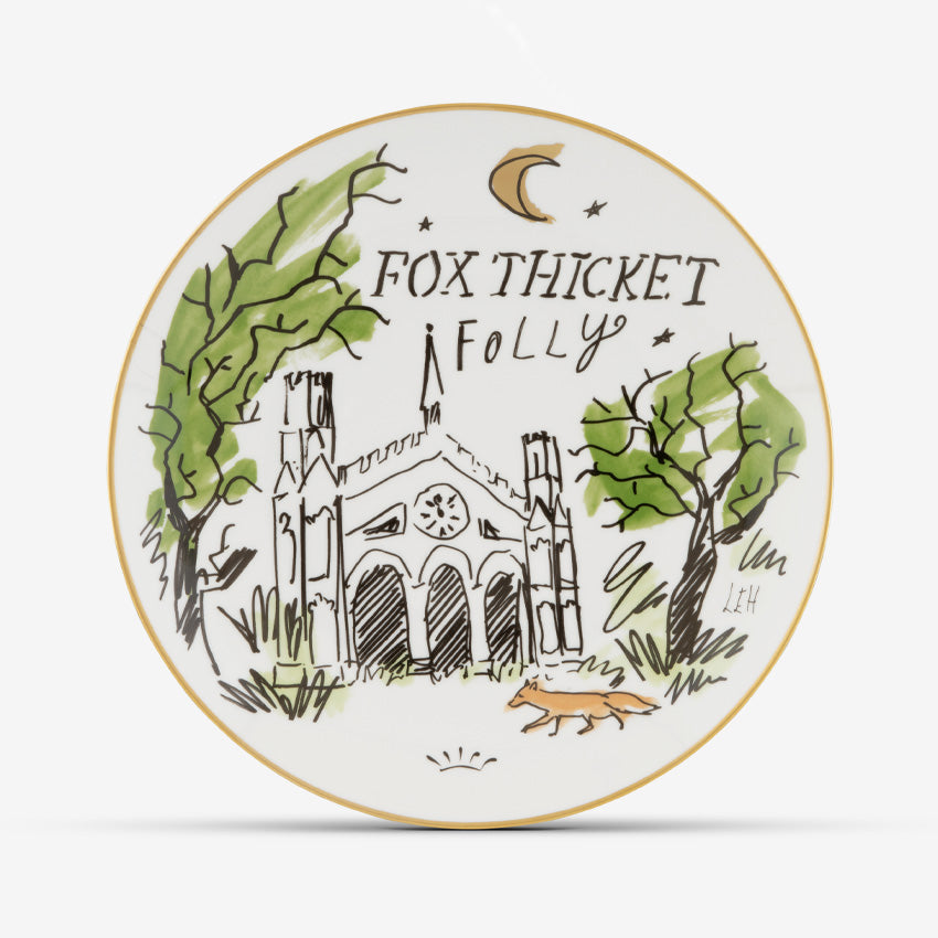 Ginori 1735 Profumi Luchino Decorative Plate - Fox Thicket Folly Design | Elegant Italian Ceramic Dinnerware for Home Decor & Gift Giving | Perfect for Dining Tables, Wall Displays, and Special Occasions