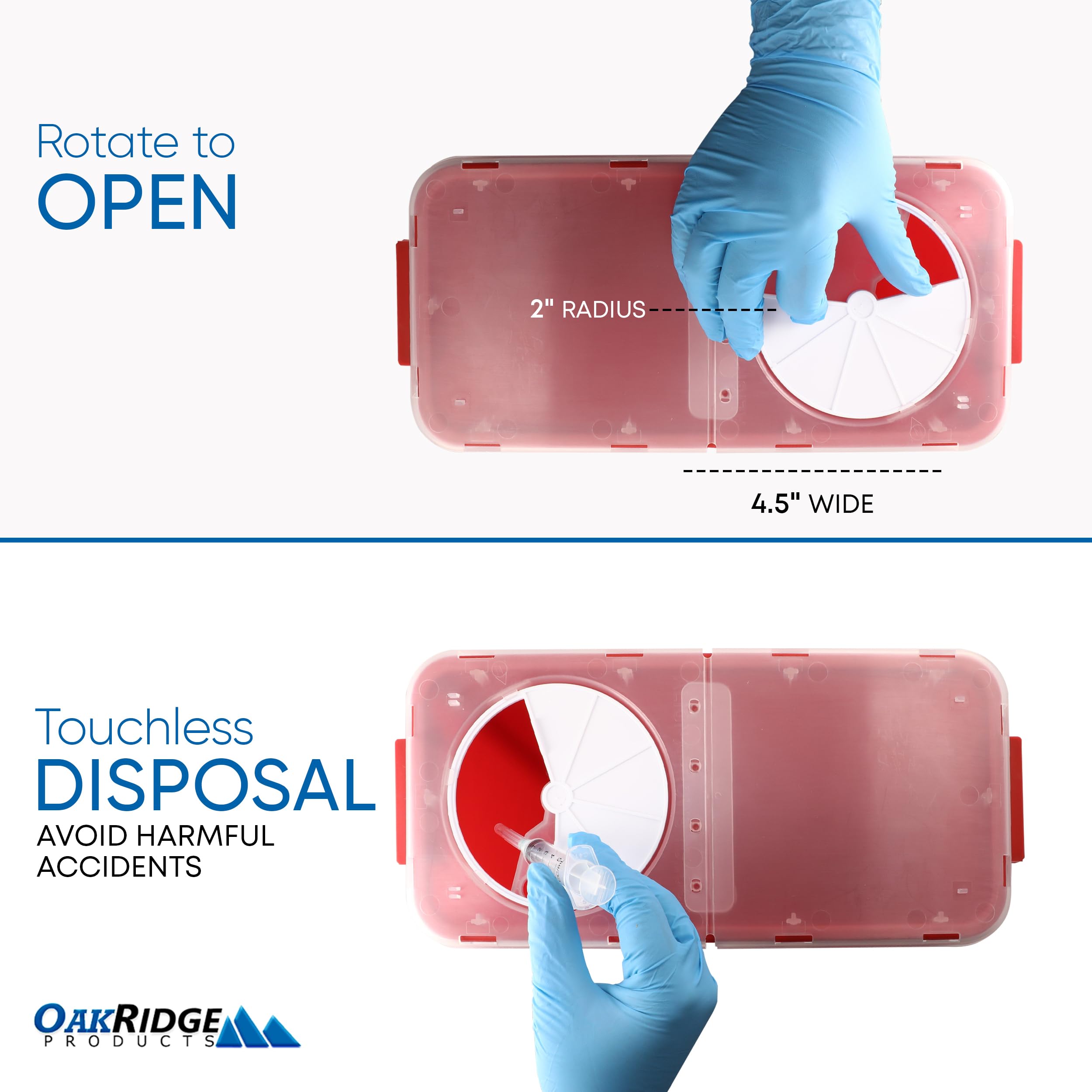 Oakridge Products 3 Gallon Large Sharps Container (10-Pack) - CDC Certified Biohazard Needle & Syringe Disposal with Rotating Lid - Ideal for Home Use, Medical Offices & Clinics - Safe Needle Disposal Solution for Diabetics, Tattoo Artists & Healthcare Professionals