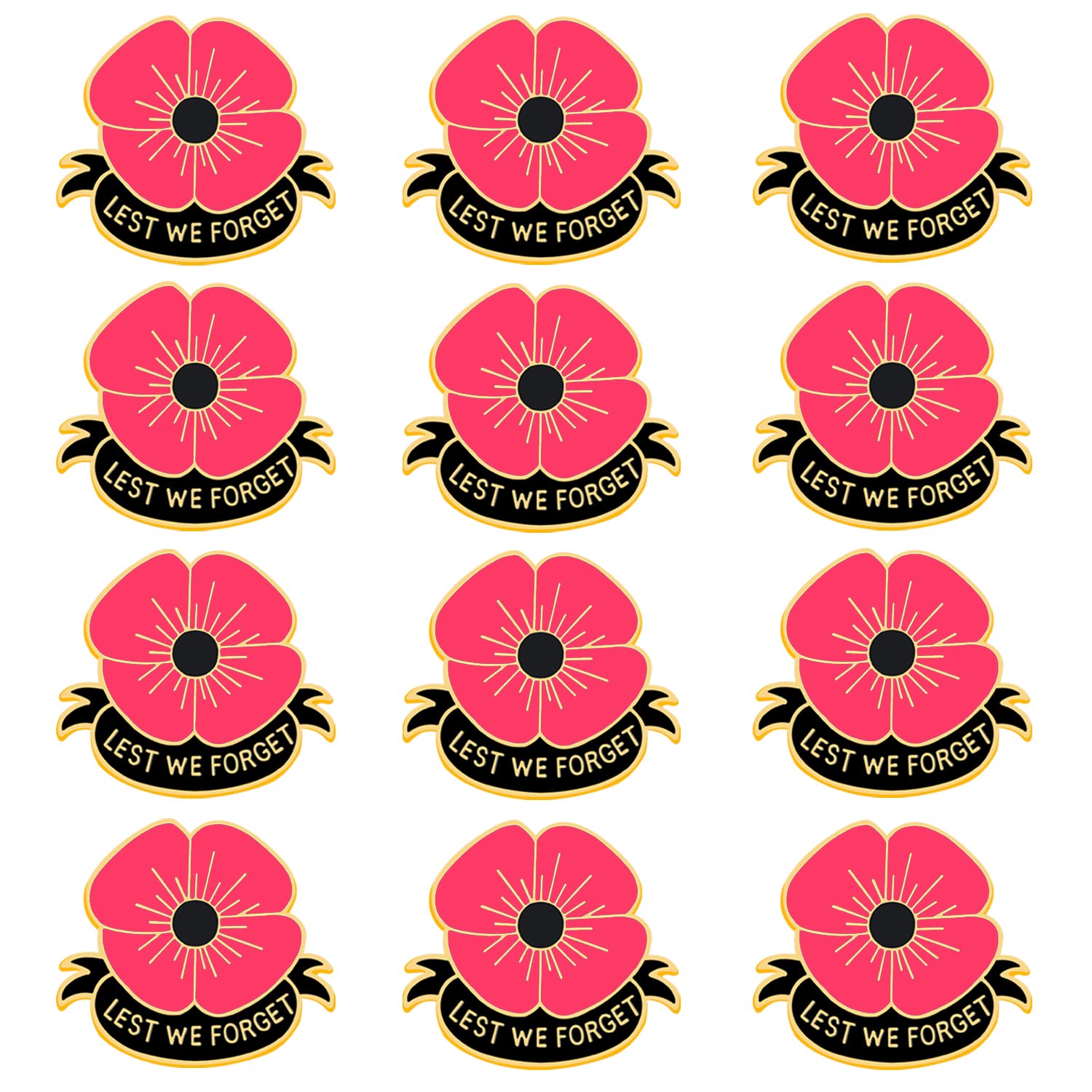2 Pcs 6 Pcs 12 Pcs Red Poppy Flower Lapel Pins for Women - Memorial Day Veterans Day Remembrance Day Brooches - Perfect for Suits, Dresses, Hats and Gift Giving