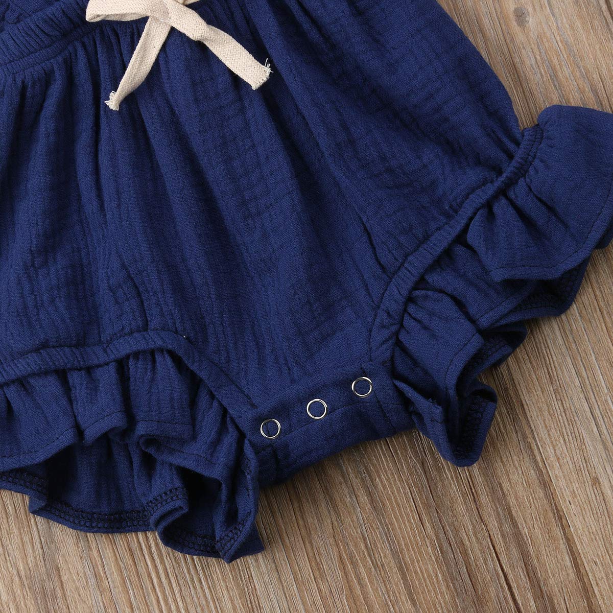 Newborn Baby Girl Sleeveless Ruffle Romper - Solid Color Backless Bow Jumpsuit | Summer Outfit for Photoshoots, Parties & Playdates