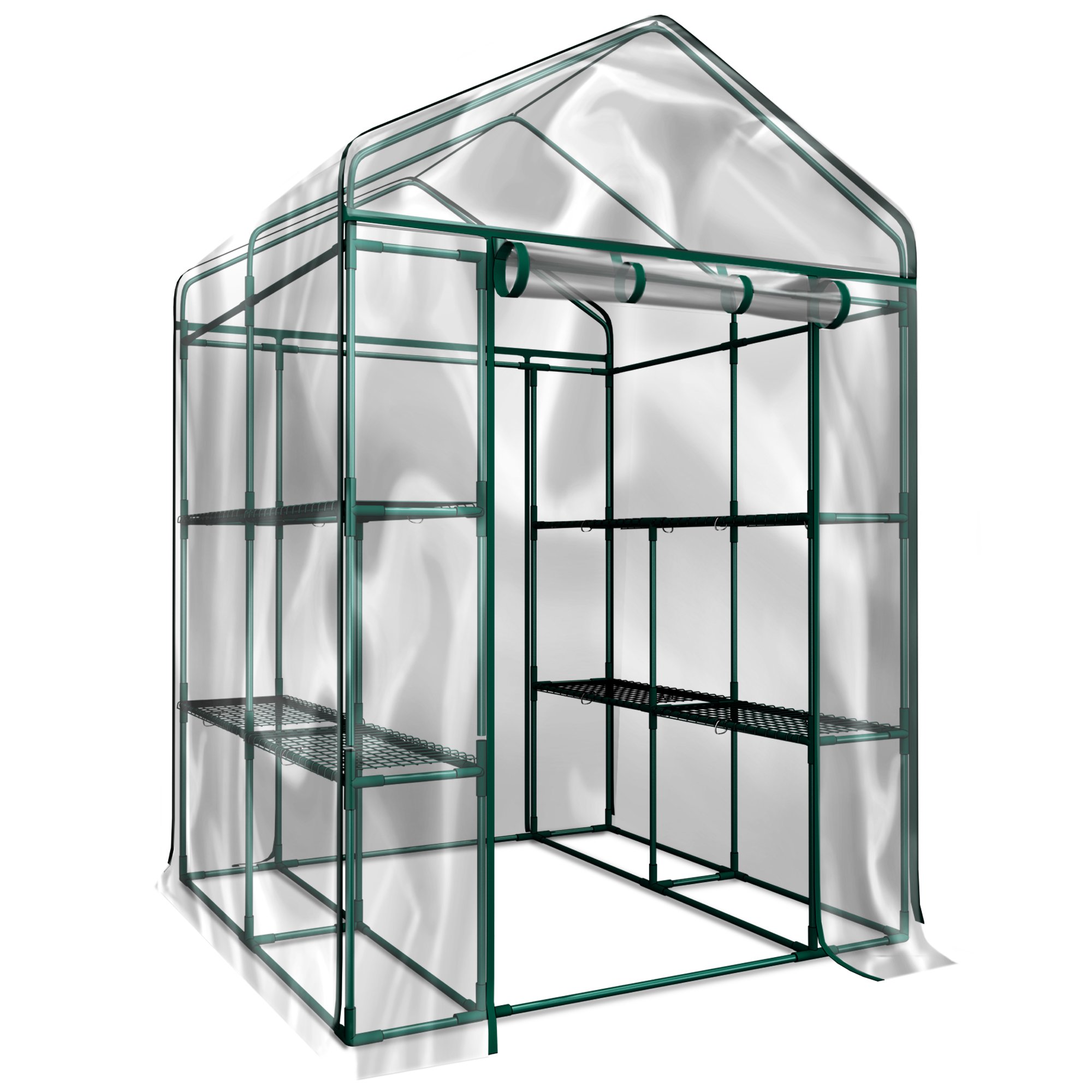 Home-Complete 56 x 56 x 76-Inch Walk-in Greenhouse with 8 Sturdy Shelves & PVC Cover - Indoor/Outdoor Plant Growing Tent for Herbs, Vegetables & Flowers - Perfect for Backyard Gardening, Urban Farming & Winter Plant Protection
