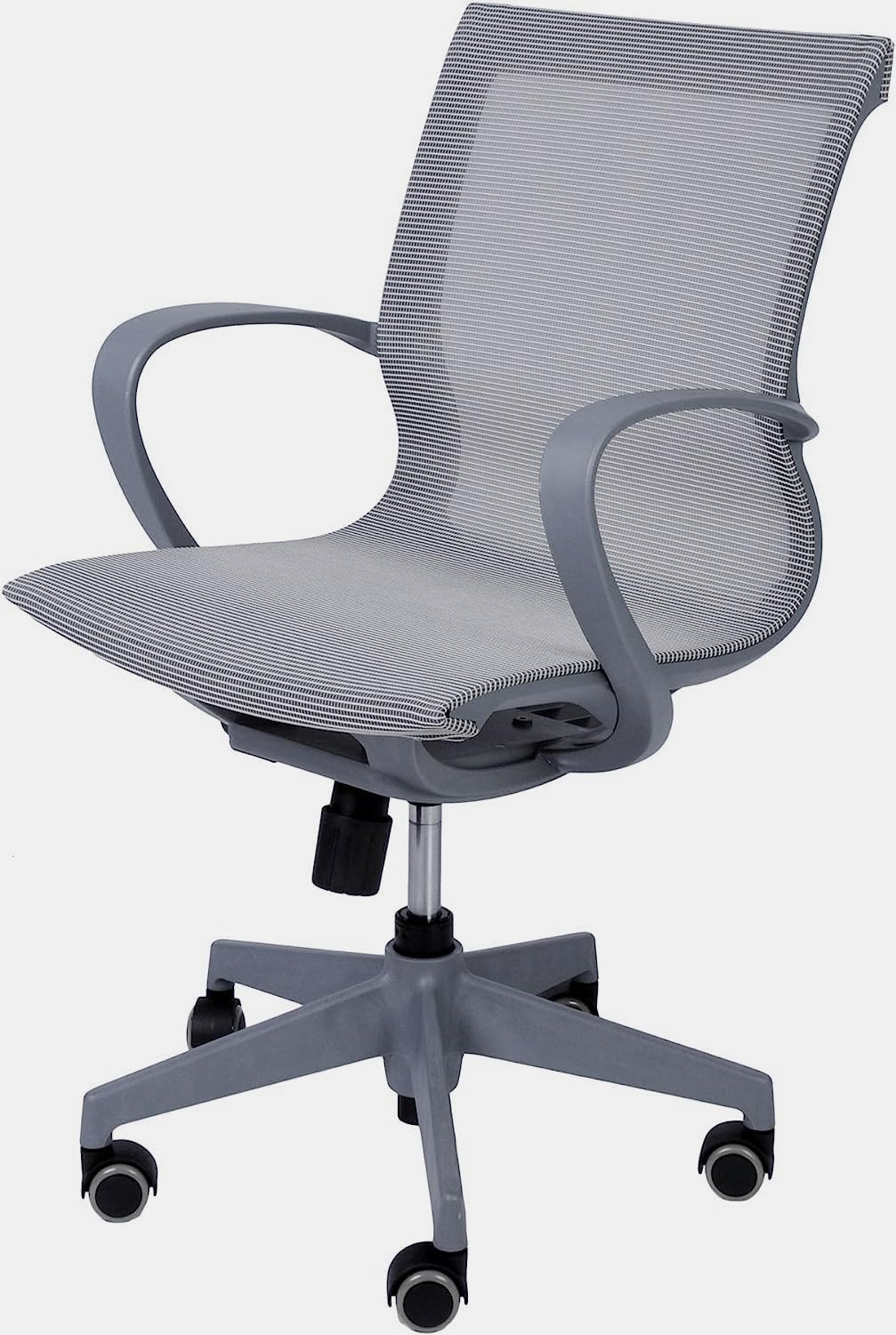 Ergonomic Mesh Office Chair with Adjustable Height, Mid Back Support & Lumbar Cushion - Swivel Computer Desk Chair with Armrests for Home Office, Conference Room & Gaming - Breathable Gray Task Chair for Long Work Sessions