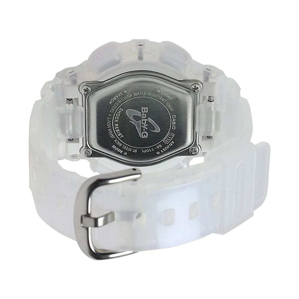 CASIO BABY-G BA-110PL-7A2DR Women's Digital Sports Watch with White Resin Band - Waterproof, Shock Resistant for Running, Swimming & Outdoor Activities
