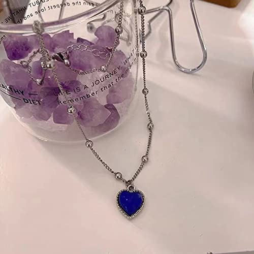 Temperature Sensitive Color Changing Heart Pendant Necklace - Glass Bead Chain with Love Charm for Women | Perfect for Valentine's Day, Anniversary & Romantic Gifts