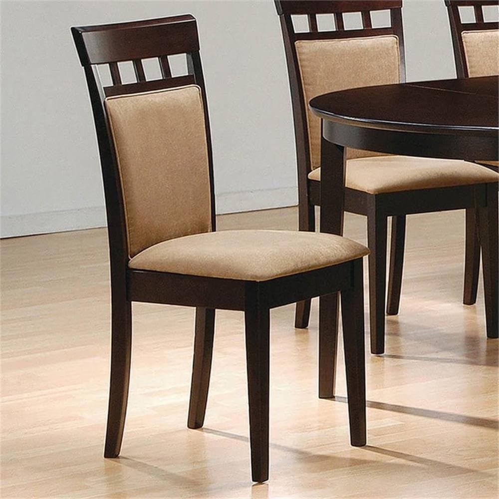 Coaster Gabriel Upholstered Dining Side Chairs - Set of 2 in Cappuccino & Tan | Comfortable Kitchen & Dining Room Seating for Family Meals & Entertaining