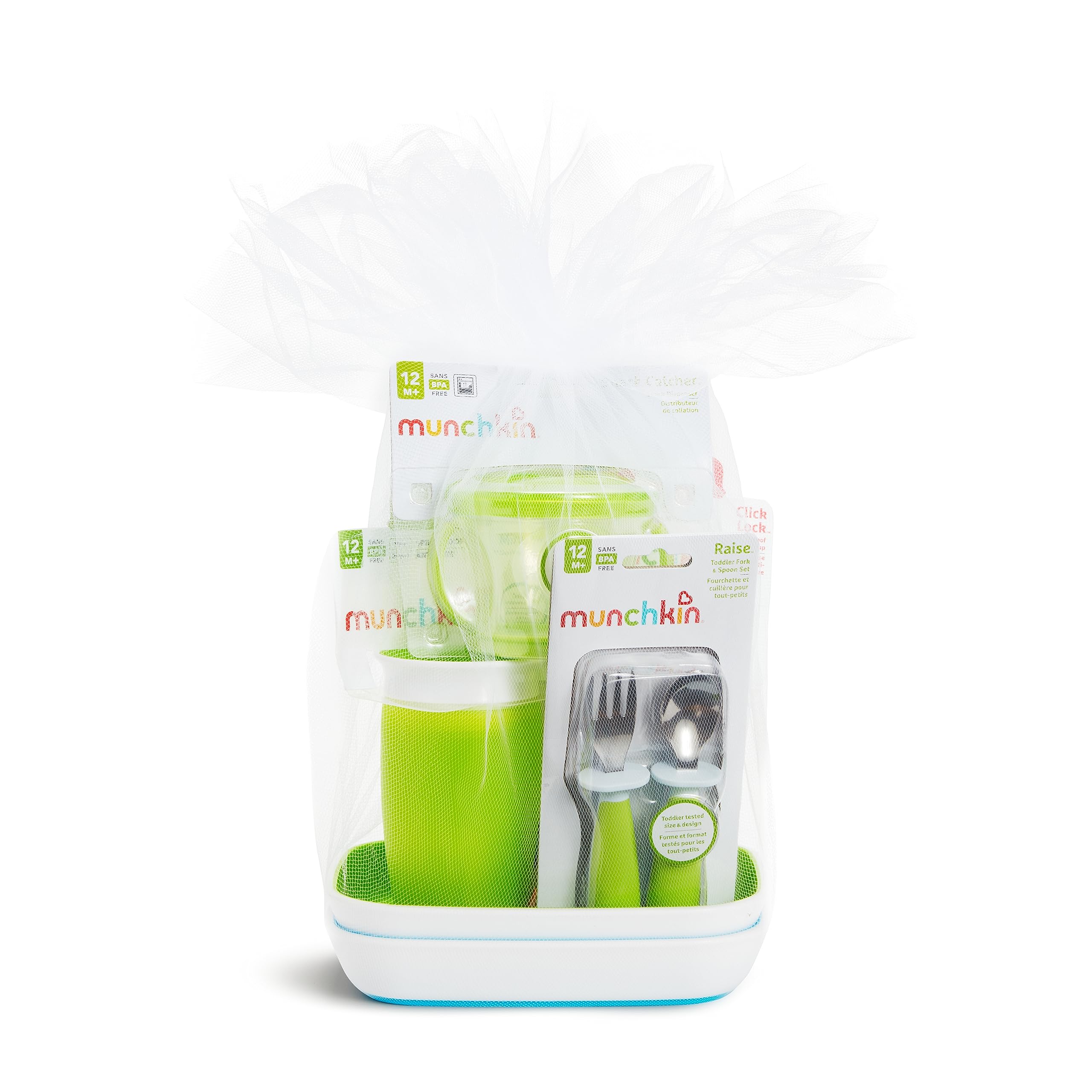 Munchkin® 1st Birthday Gift Set for Baby & Toddler - 6-Piece Neutral Baby Essentials Kit with Sippy Cups, Plates, Utensils, Snack Catcher, Bath Toy & Teether - Perfect for First Birthday Parties, Baby Showers & Daily Feeding Time