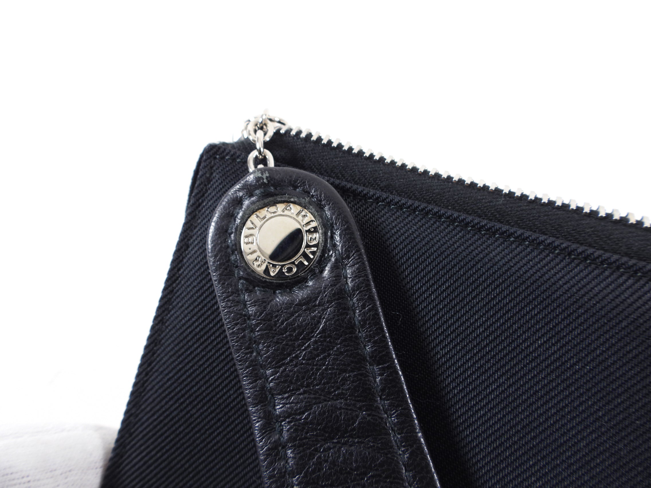 Bulgari Black Nylon Small Travel Cosmetic Wristlet Pouch - Luxury Makeup Bag for Women, Perfect for Travel & Everyday Use