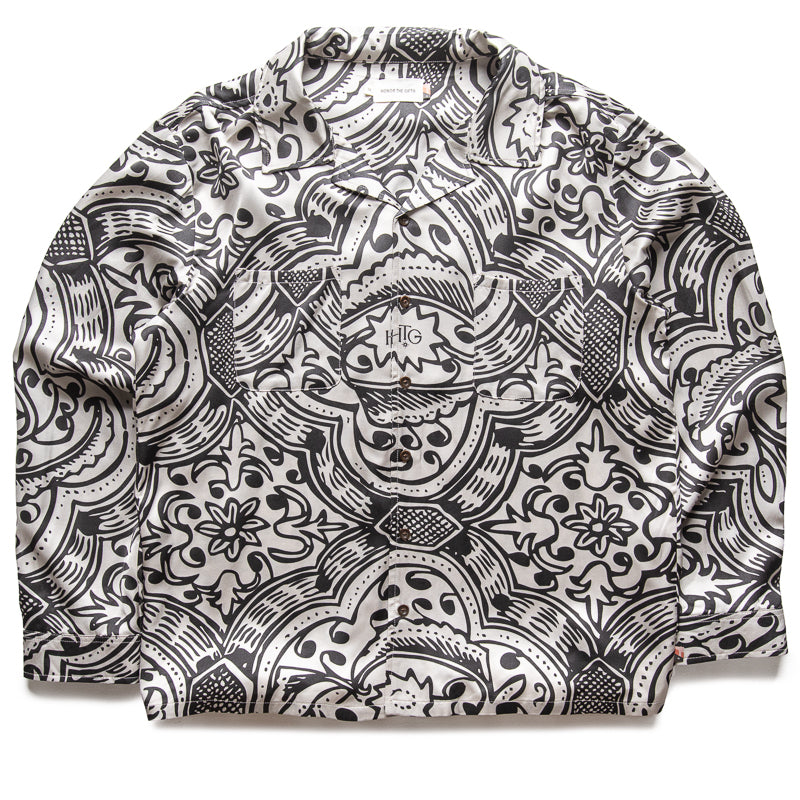 Honor The Gift Long Sleeve Printed Woven Shirt for Men - Black Casual Wear for Street Style & Everyday Outfits