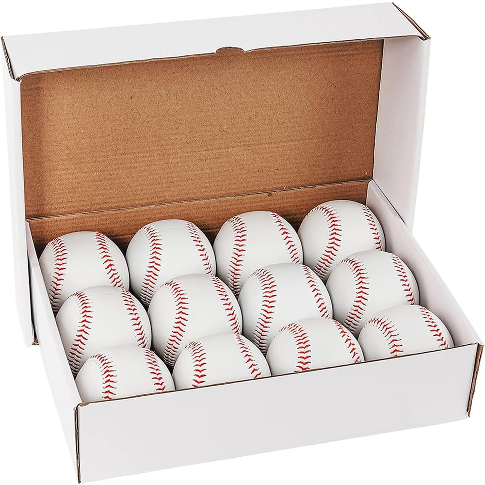 12 Pack Standard Size Leather Baseballs for Practice Training – Unmarked & Soft 9 Inch Baseballs for League Play, Pitching, Hitting, Batting, Fielding – Perfect for Baseball Drills, Team Practice, and Backyard Training