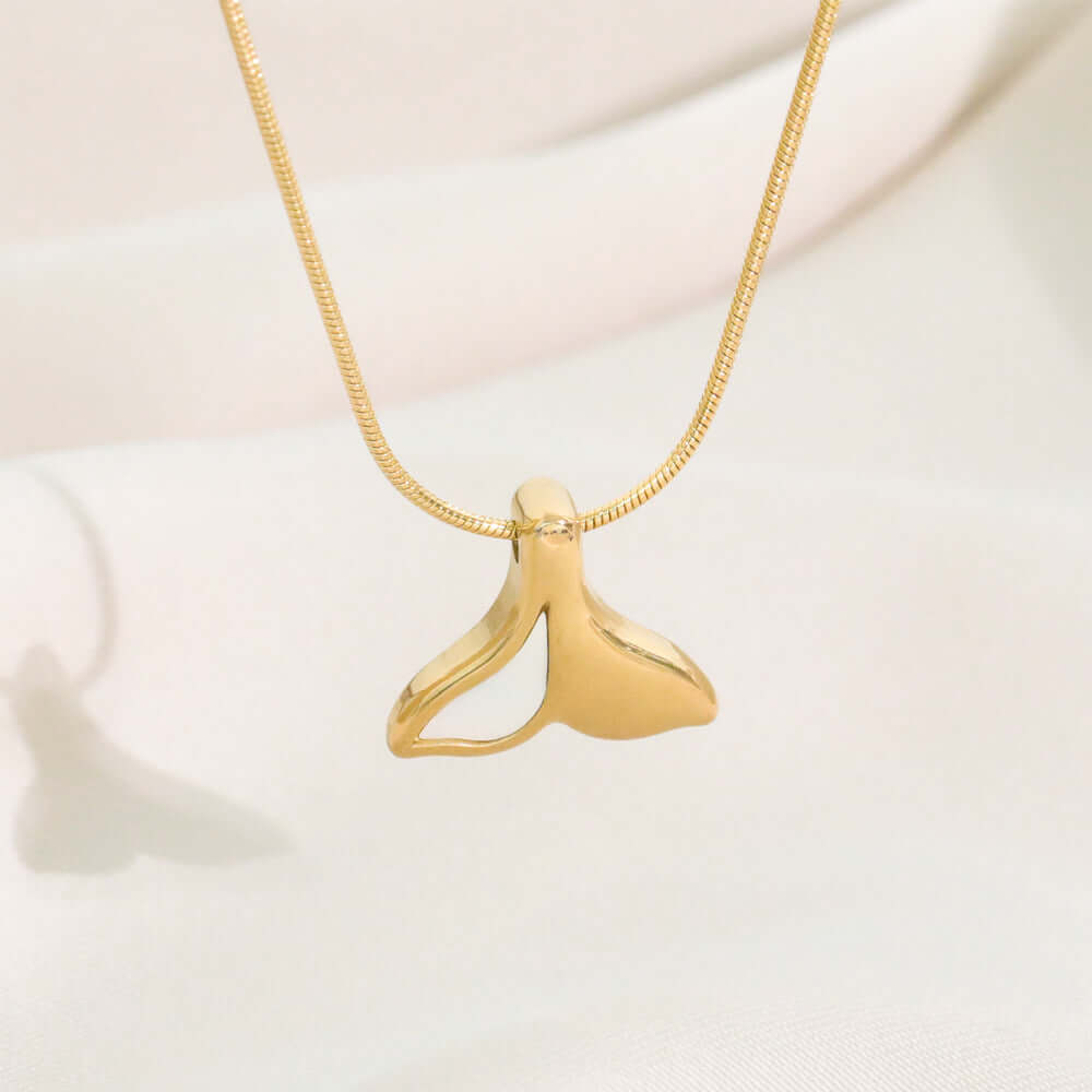 EDGY Whale Tail Two Tone Pendant Necklace | Sterling Silver & Gold Plated Jewelry for Women | Perfect for Beach Parties, Boho Fashion & Layered Necklace Styling