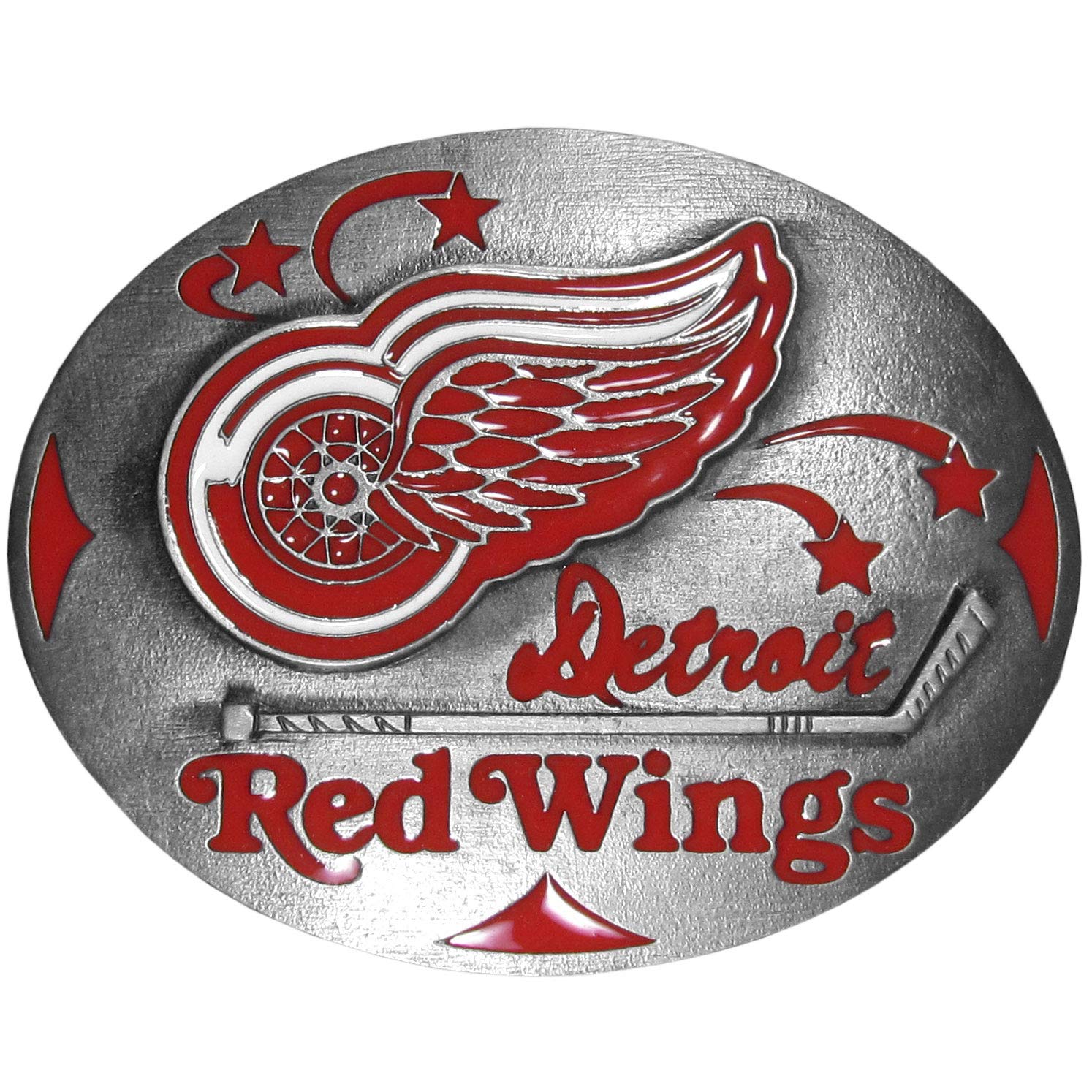 Detroit Red Wings Pewter Belt Buckle - Officially Licensed NHL Hockey Fan Gear for Men - Perfect for Game Day, Casual Wear & Sports Enthusiasts