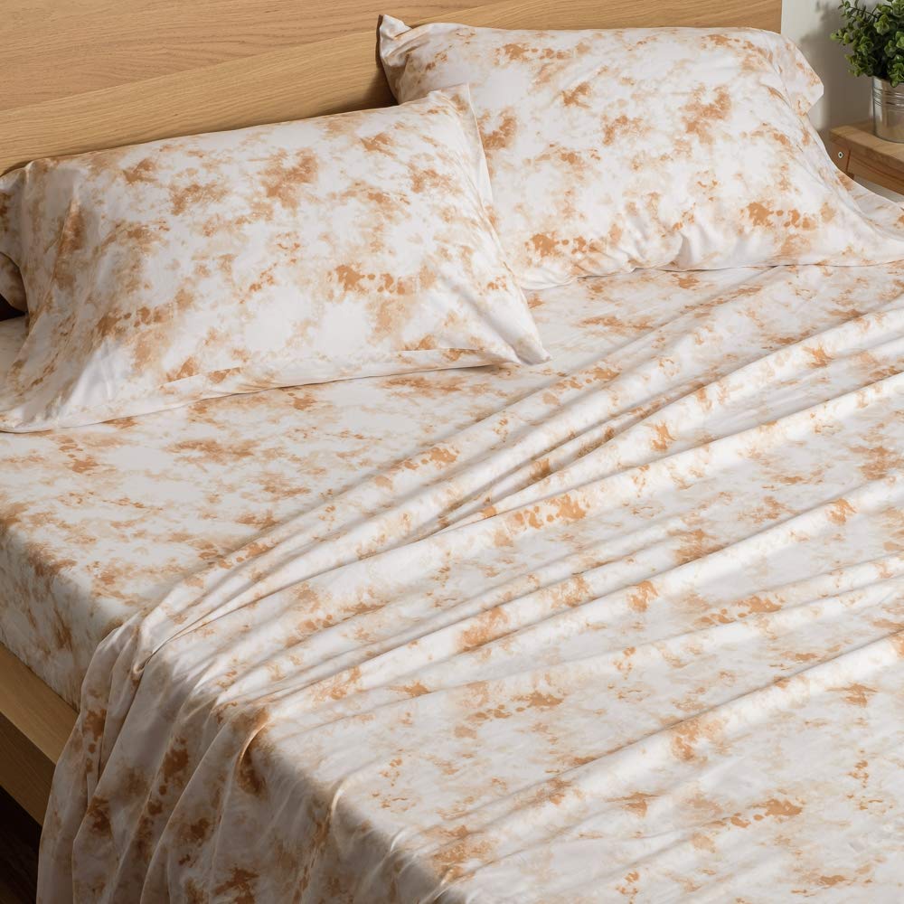 **Dawn 4-Piece Microfiber Sheet Set with Pillowcases - Pink Tie Dye Pattern | Queen Size Bedding | Includes Flat Sheet, Fitted Sheet & 2 Pillowcases | Ultra Soft, Wrinkle-Resistant & Machine Washable | Perfect for Home, Dorm, or Guest Room**